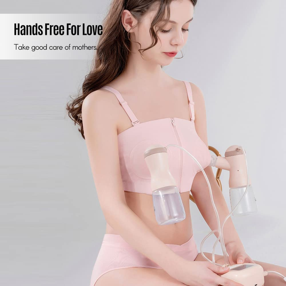 Hands Free Pumping Bra Adjustable Cotton Breast Pump Bra No Steel Ring Nursing Bra