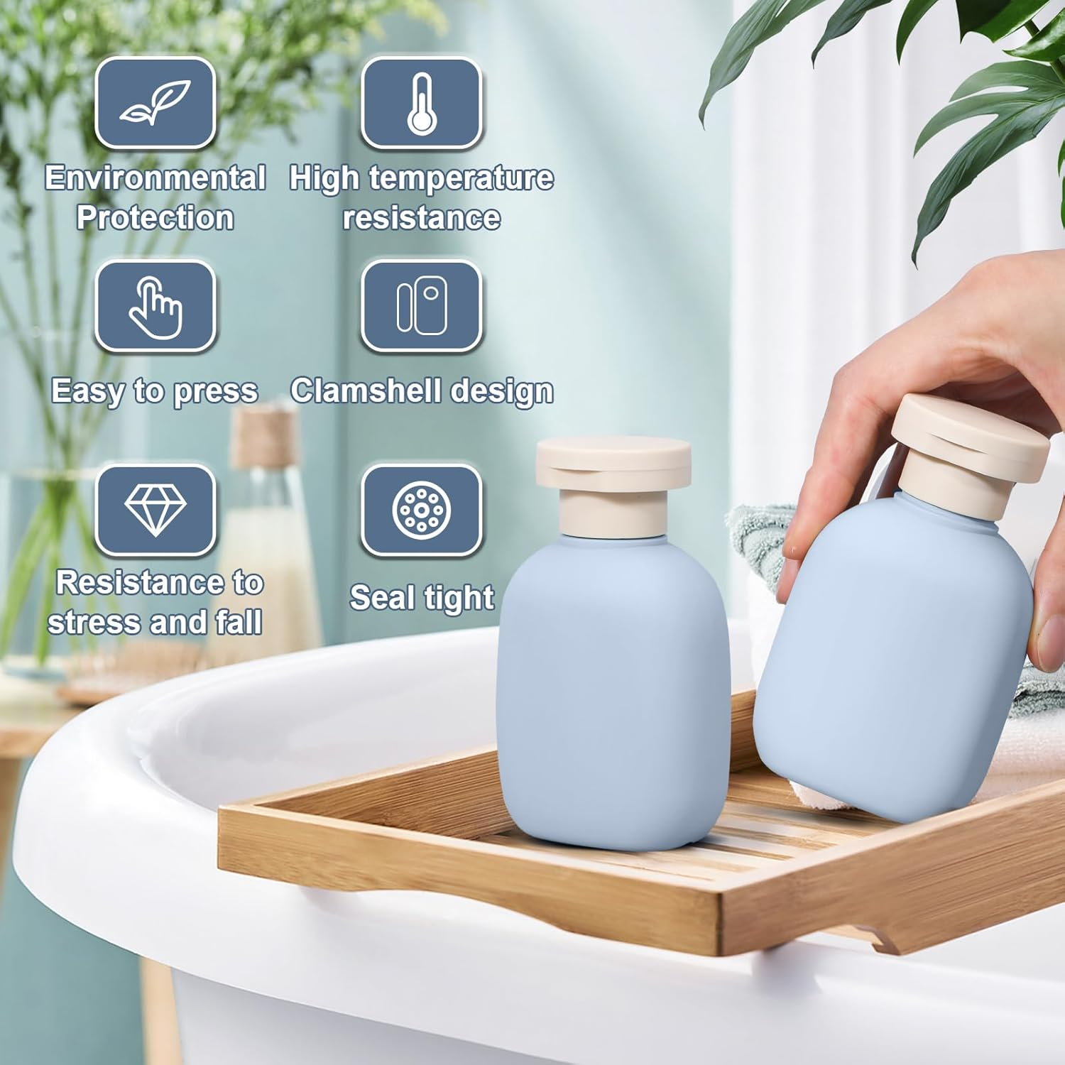 UMETASS 3.4 Oz Small Plastic Travel Shampoo Bottles, Empty Plastic Squeeze Bottles with Flip Cap for Toiletries, Leakage-Proof Travel Shampoo and Conditioner Bottles image number 4