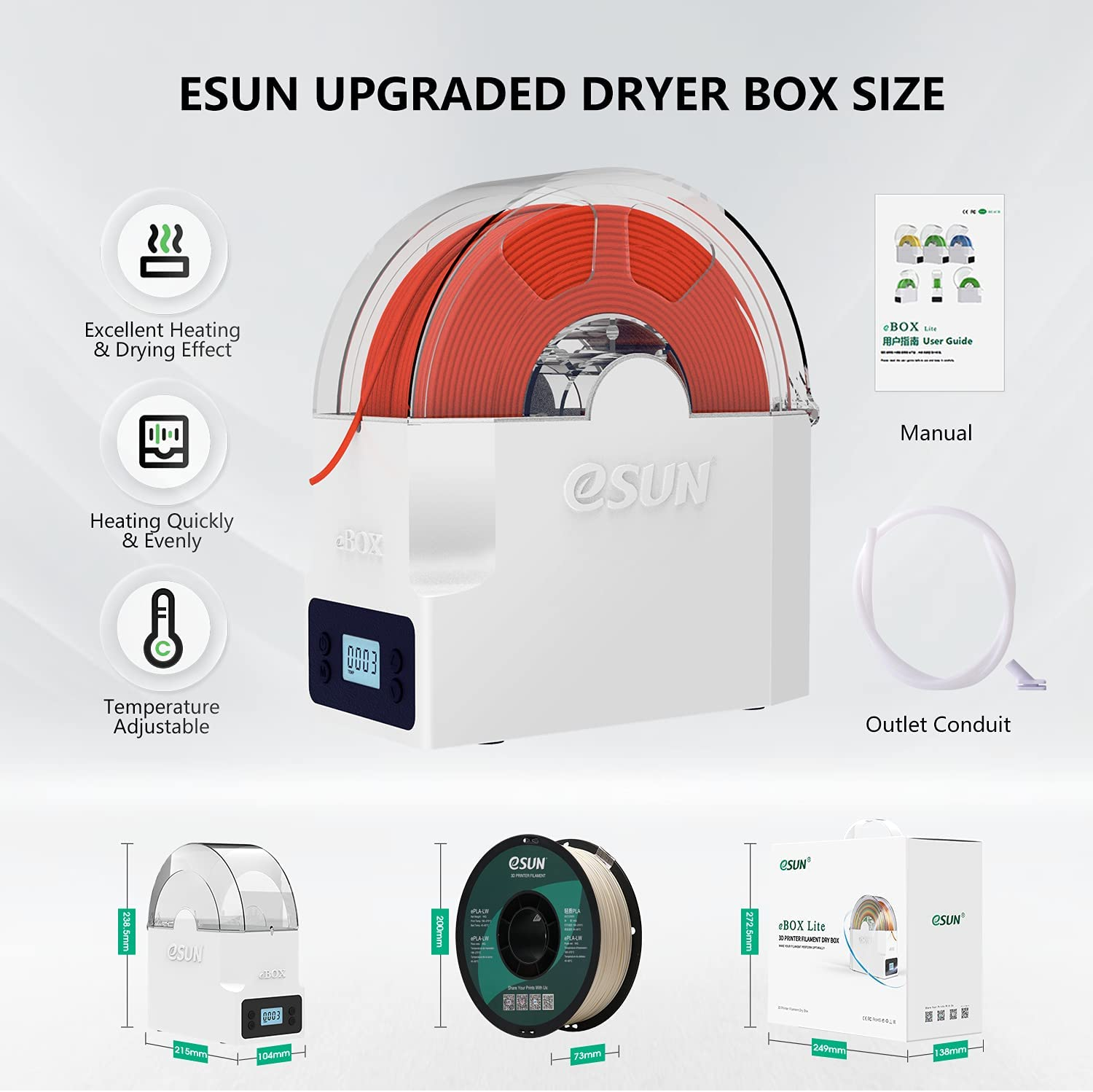 Esun Ebox Lite 3D Filament Dryer Box Drying Filaments Storage Box Keeping Filament Dry Holder Free 3D Printing Tools&hellip; image number 3
