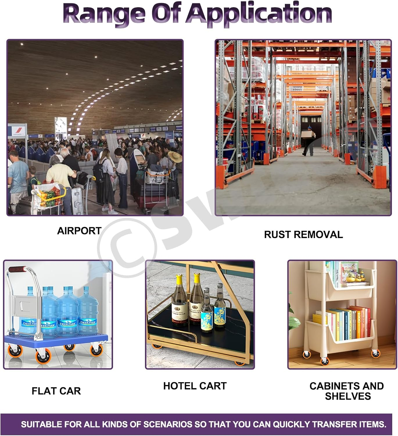 Swpeet 53Pcs 1.5 Inch Swivel Plate Casters Wheels, Heavy Duty Casters 2 with Brakes 2 without Brakes, Safety Dual Locking Casters with Wrench Screws, No Noise Polyurethane Wheels Casters for Furniture image number 6