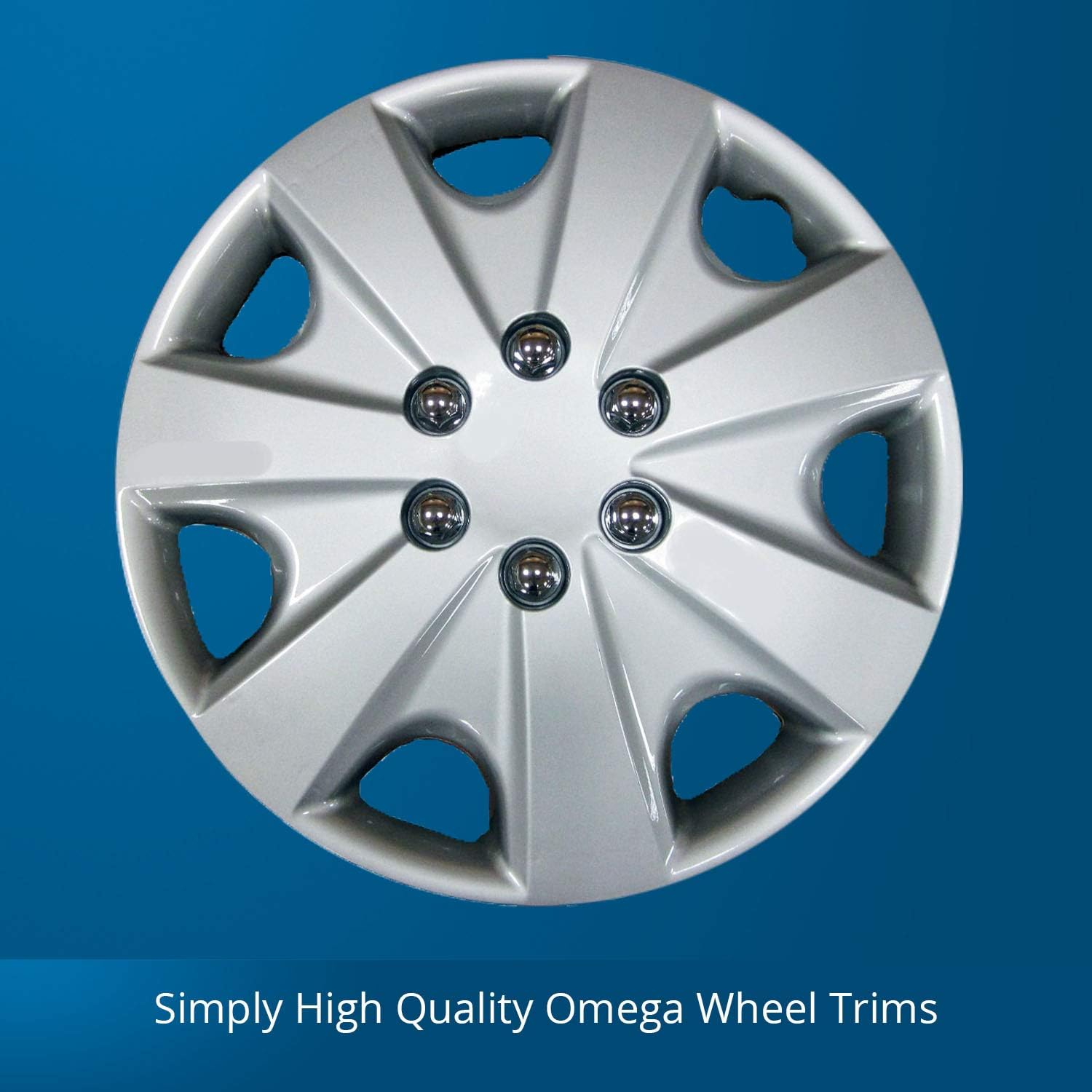 Simply SWT125 Omega Car Wheel Trims, High Impact Plastic Universal Fit Hub Caps 17 Inch, Silver, Set of Four