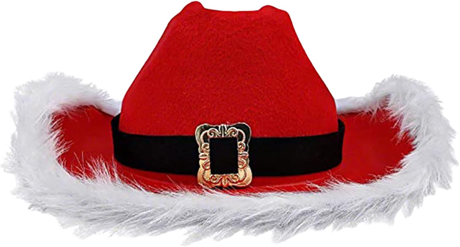 Santa Cowboy Hat | Christmas Western Costume Accessories, Cosplay Prop for Santa and Cowboy Costumes - Borato image number 5