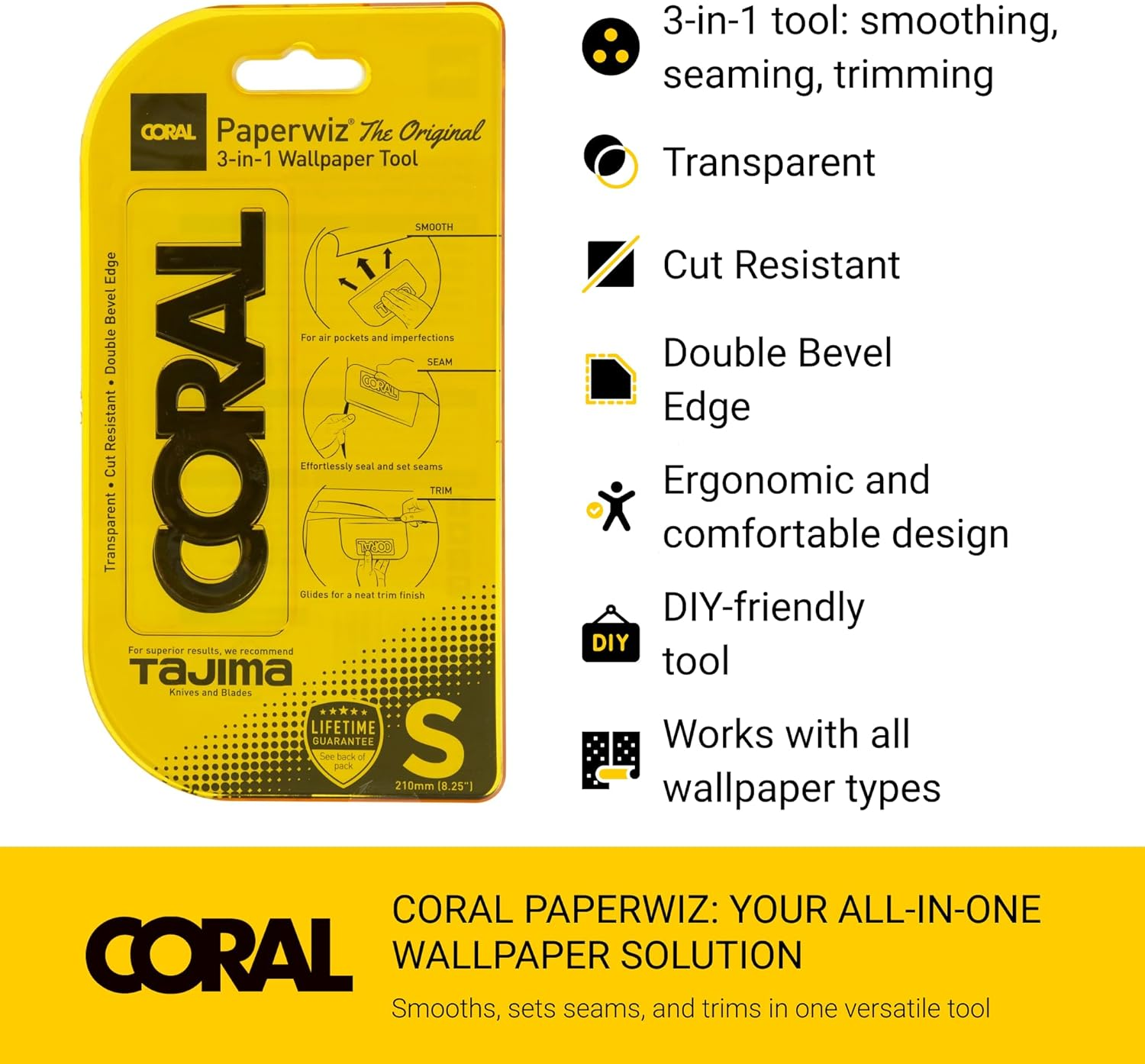 Coral 69500 Paperwiz 3-In-1 Wallpaper Tool, the Original, Yellow image number 6