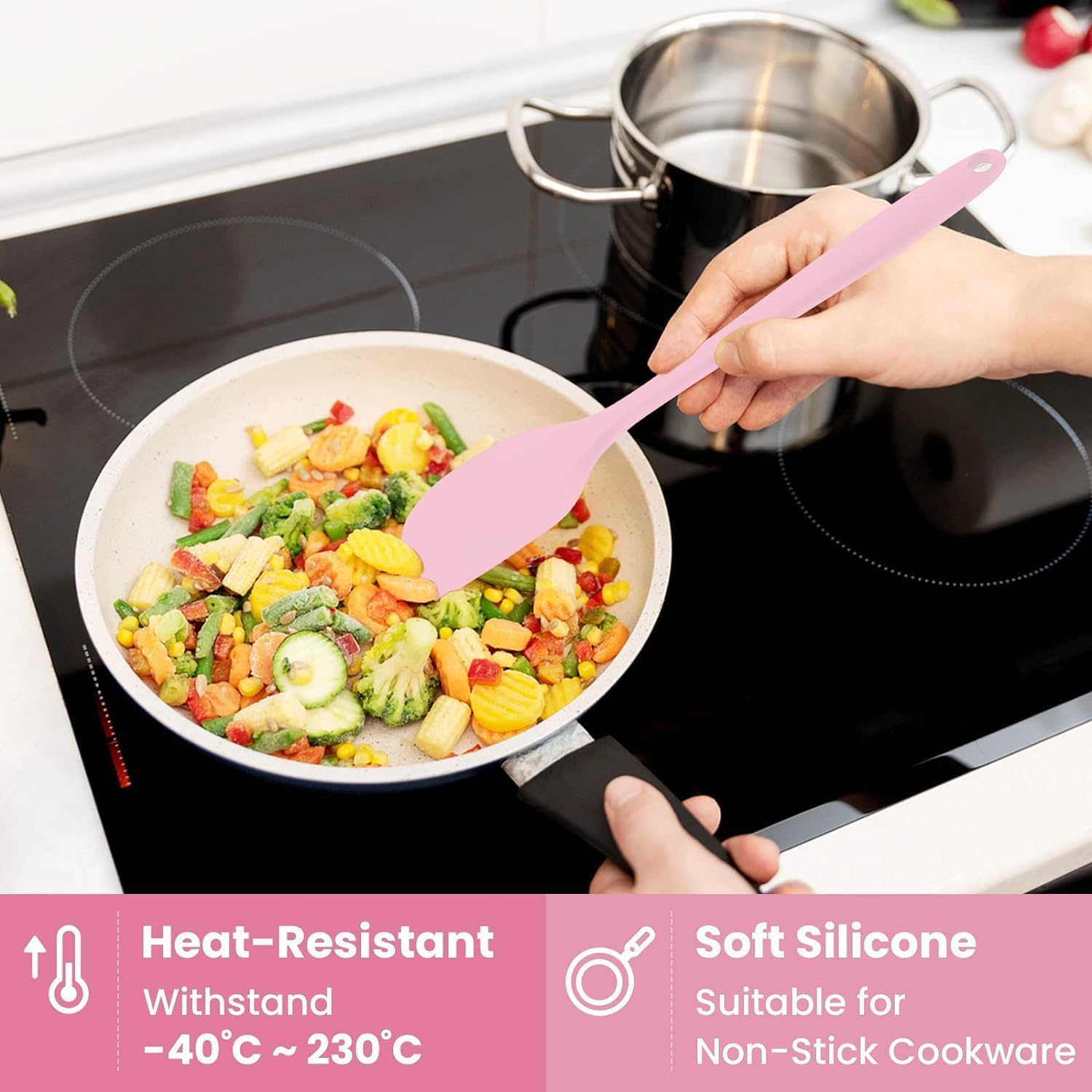 Silicone Spatula Set for Baking, Cooking, Scraping, and Mixing, 8 Pieces Rubber Kitchen Utensils with High Heat Resistant Non Stick Dishwasher Safe Bpa-Free