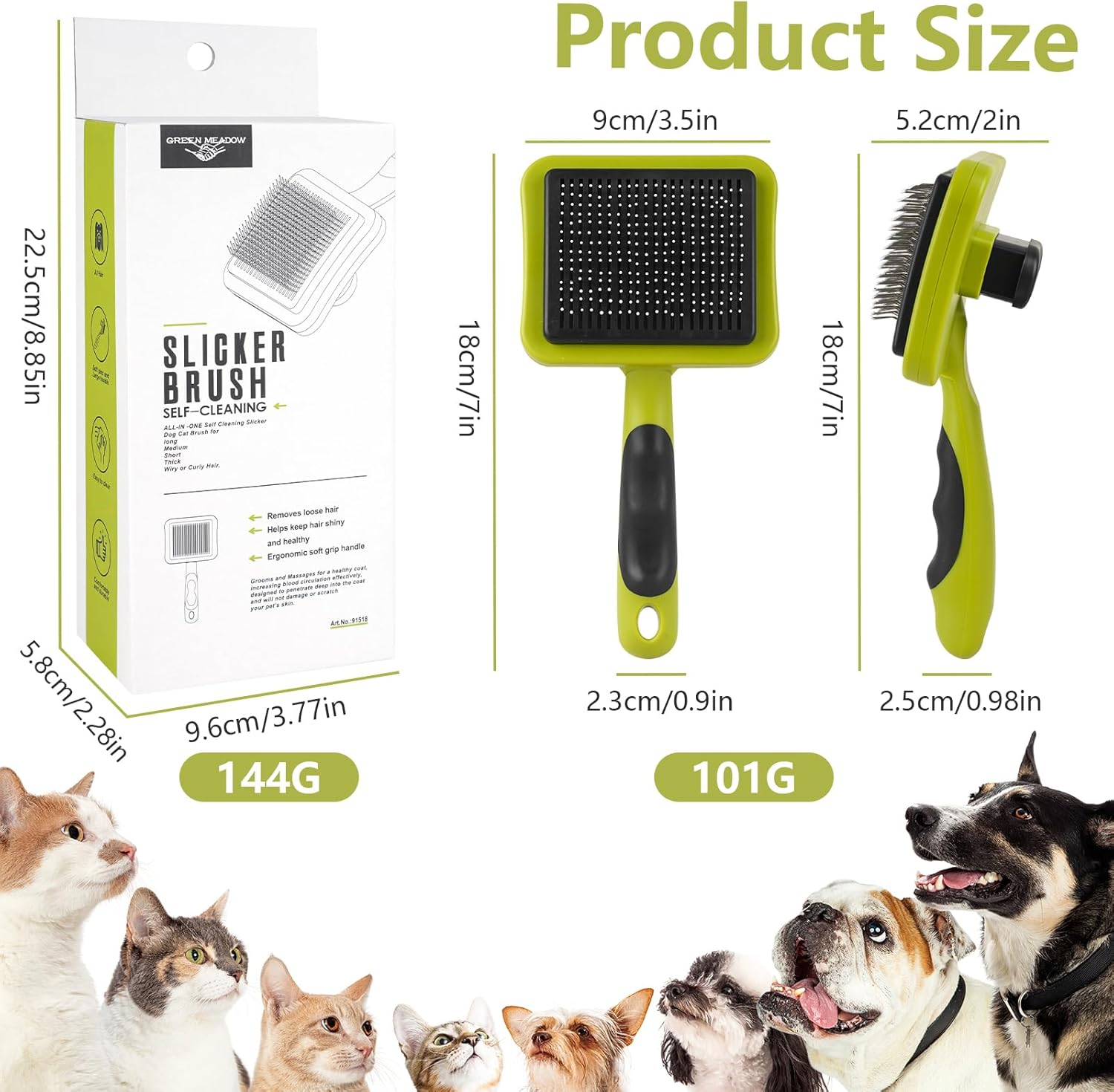 Elzle Dog Brush, Cat Brush, Cat Grooming Comb, Self-Cleaning Pet Hair Comb with Button, Dog Grooming Tool for Small, Medium and Large Pets for Detangling, Massaging and Cleaning image number 3