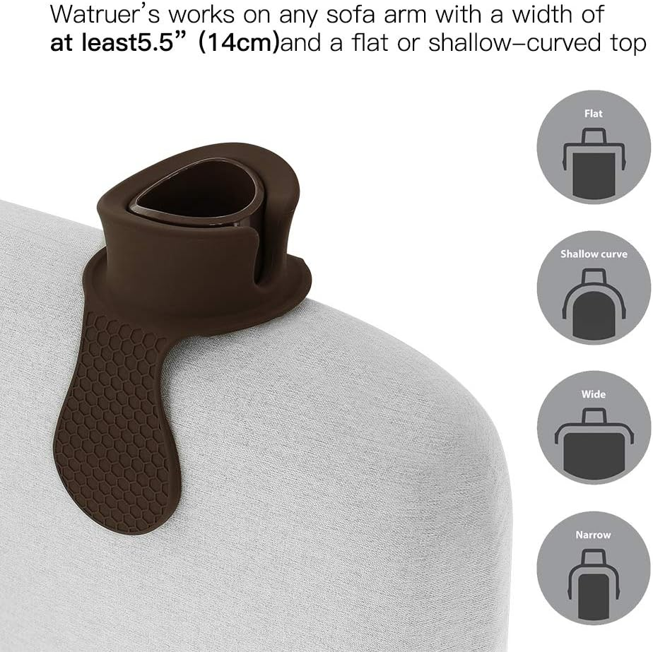 Sofa Cup Holder - Watruer the Ultimate Anti-Spill Holder Silicone Drink Holder for Your Sofa or Couch - Brown