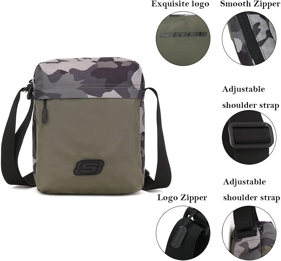 Skechers Waterproof Messenger Bag Casual Crossbody Bag Purse Casual Sling Pack for Work Outdoor Shoulder Bag Wallet Bag for Men & Women & Student Suitable for Hiking, Cycling and Outdoor Play image number 1
