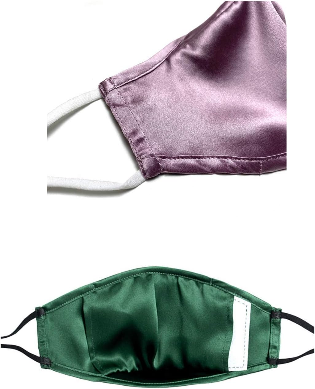 Jeelow 2 Packs 100% Silk Face Mask Cloth Covering Reusable Washable with Nose Wire Filter Pocket Includes Filters