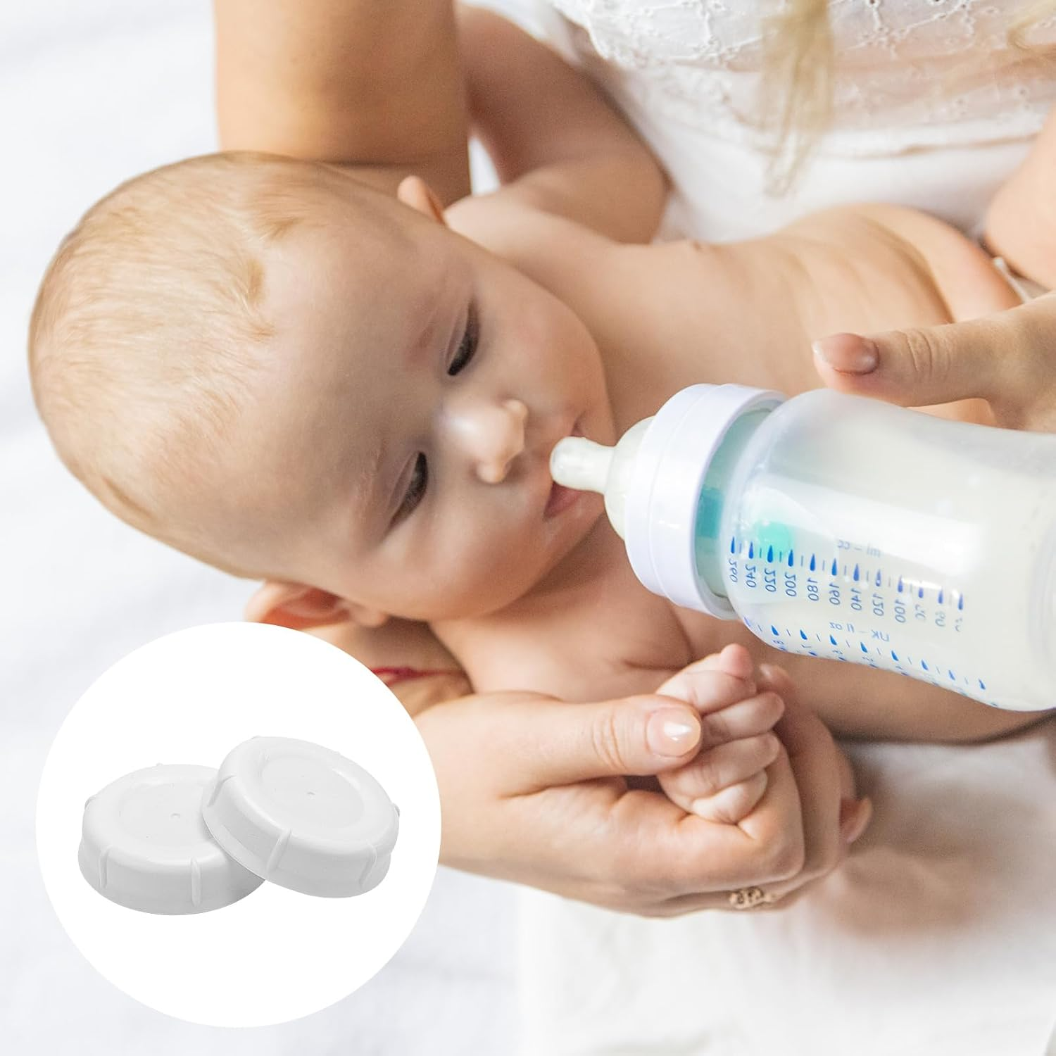 10Pcs Bottle Caps for Babies, Bottle Caps for Bottles Compatible with Bottles Lansinoh MAM Pigeon (White)