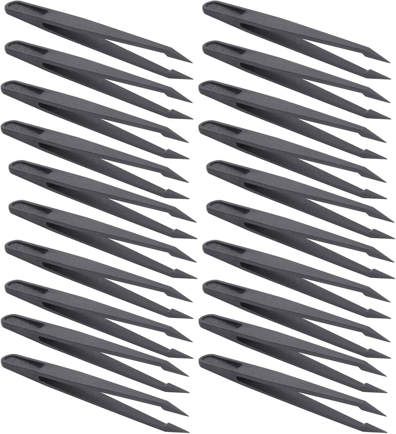 Hyuduo 20 Pcs Pointed Tip Tweezers, Carbon Fiber Tweezers for Electronics, 20 X, Ideal for Repairing and Assembling Electronic Products, Suitable for Mobile image number 1