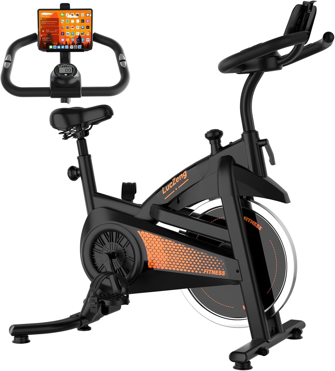 【Update】Luczeng Exercise Bike, Stationary Bike for Home with Heart Rate Monitoring, Indoor Spin Bike with Silent Belt Drive, Heavy Flywheel, Comfortable Seat Cushion and Upgraded Digital Display image number 1