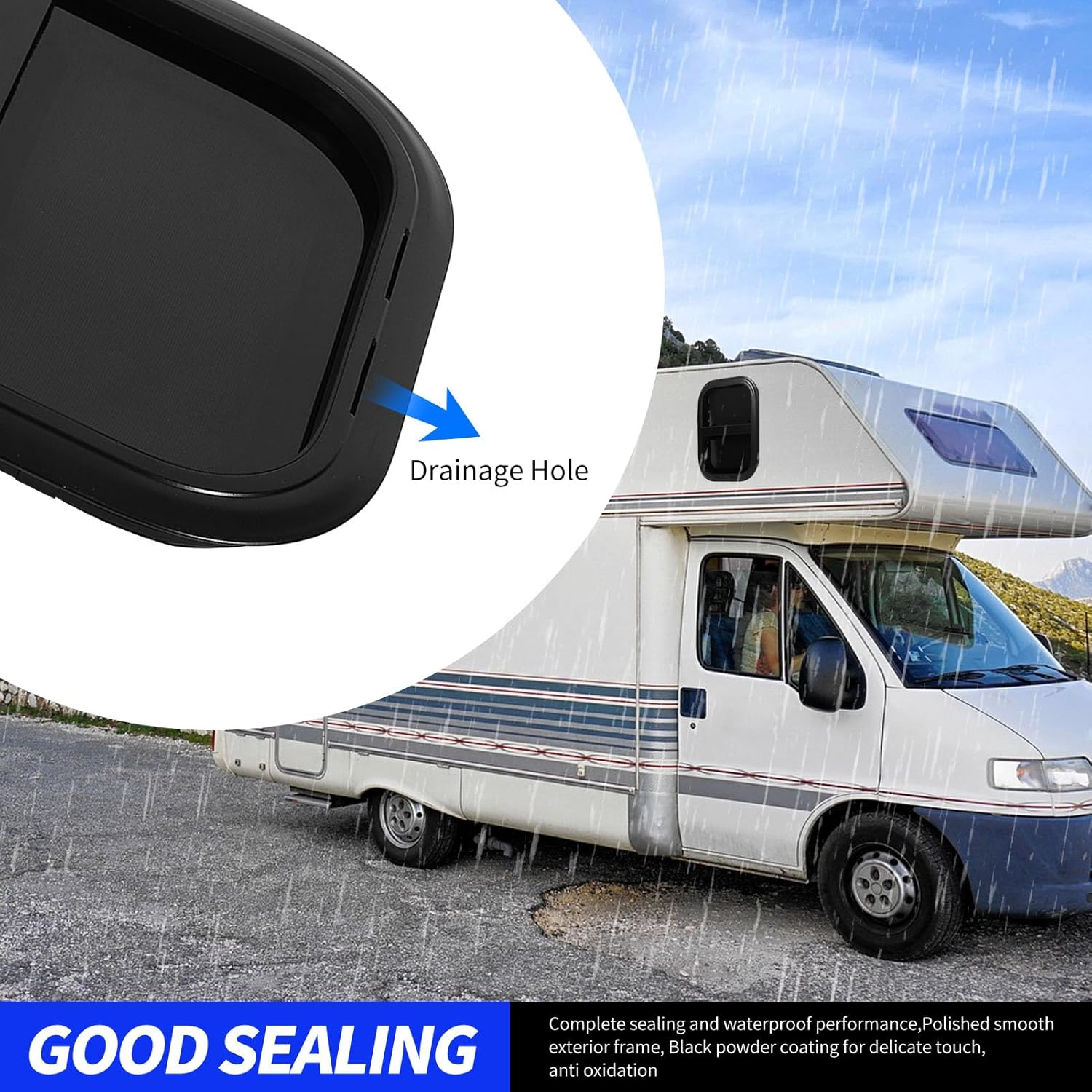 RV Sliding Window L300 H500Mm, UV Blocking Insectproof with Sturdy Construction, Leak Proof Design for Trailer Marine Camper Construction Vehicles (For Wall Thickness: 31 to 36Mm) image number 6