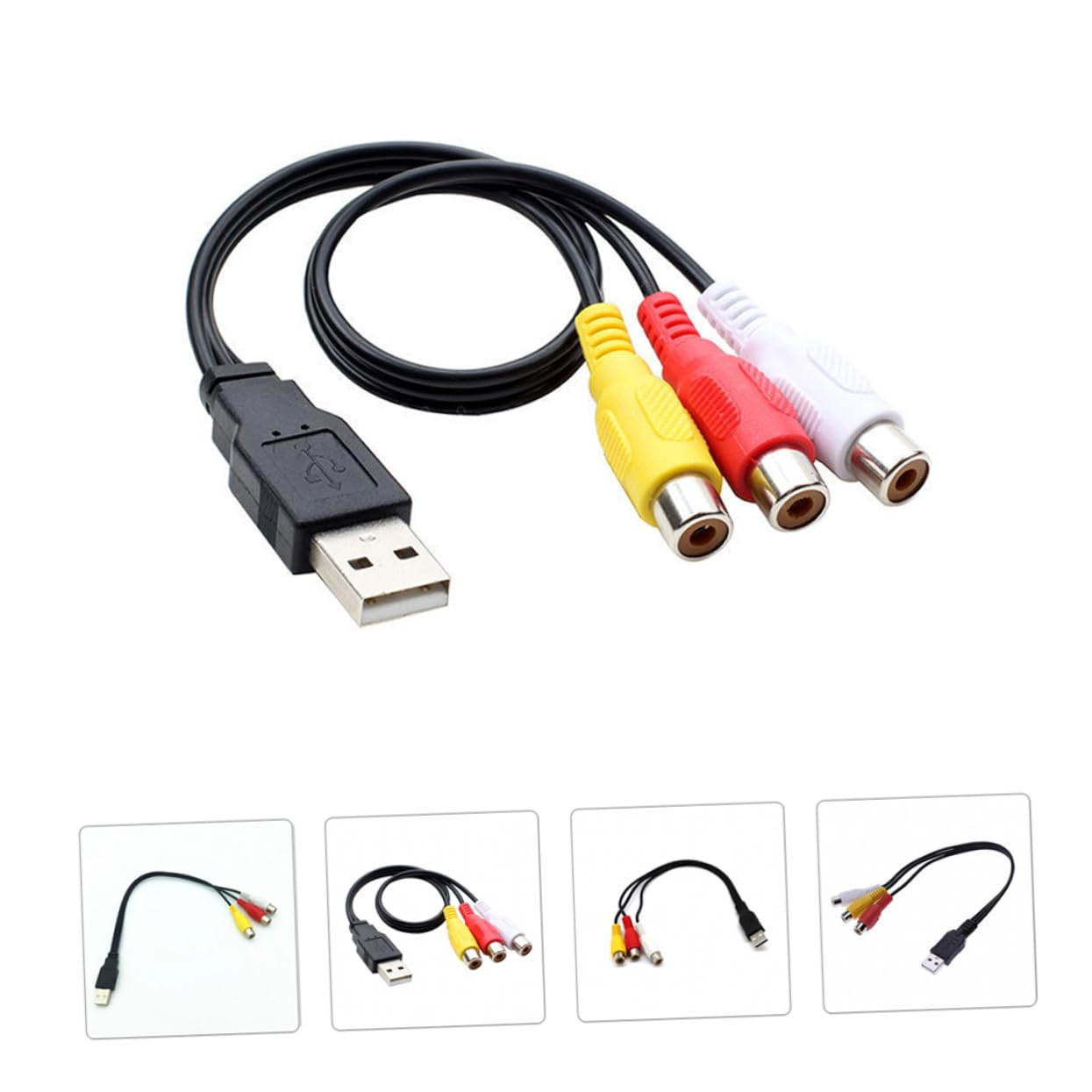 KOCKSHION USB Male to 3Rca Female Audio Video Cable 0.3M Set-Top Box Adapter for Home Theater and Tv Connection, 2Pcs image number 2