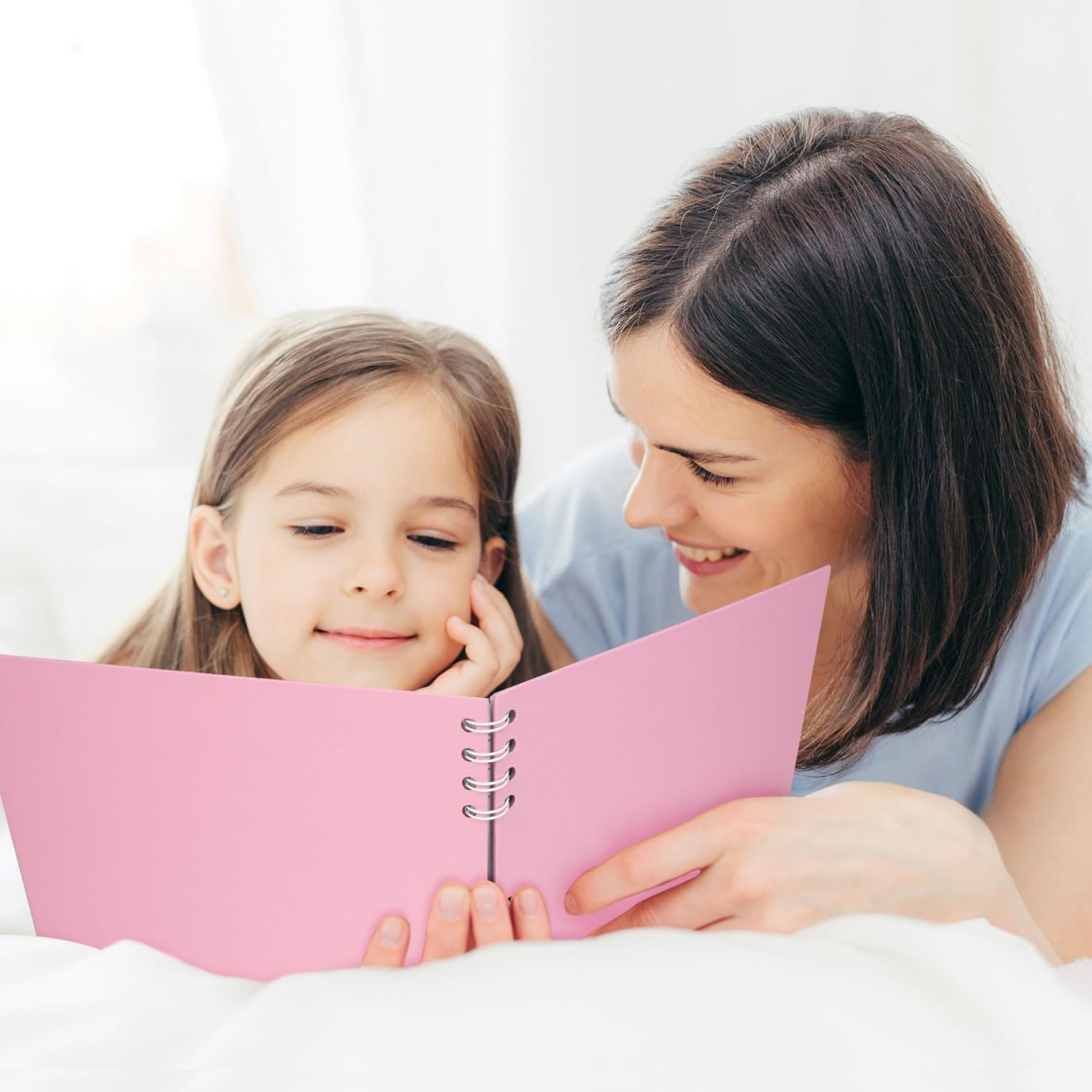 Scrapbook Memory Book with 50 Sheets White Pages 11.5X8.5 Inch DIY Album Set with Corner Stickers for Baby Shower Birthday Wedding Travelling, Pink