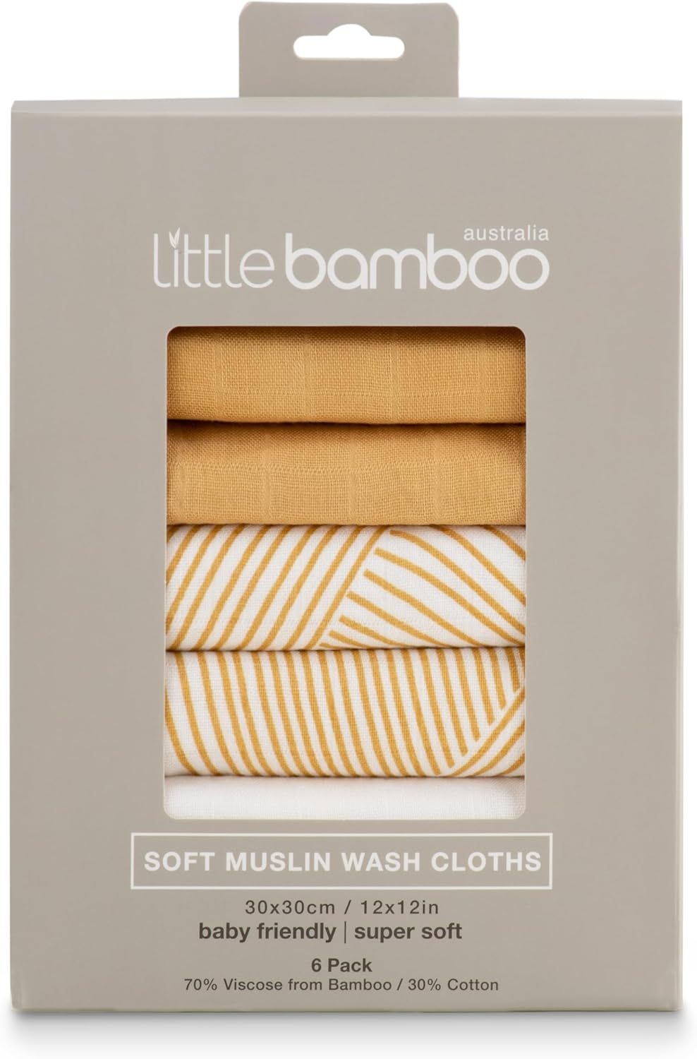 Little Bamboo Muslin Baby Face Washer Cloths 6 Pack - Natural