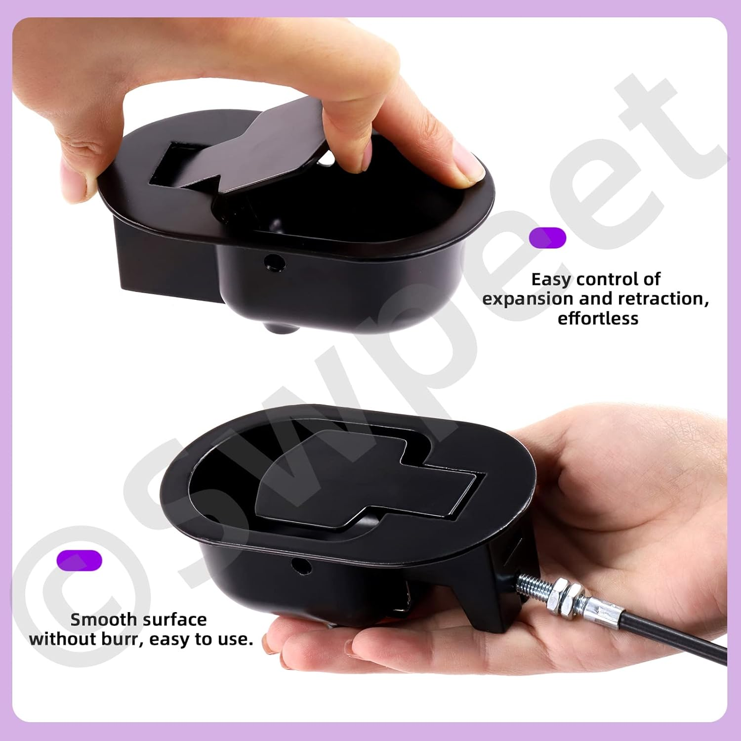 Swpeet 4Pcs Metal Recliner Handle Replacement Parts with Cable, Universal Sofa Chair Recliner Release Pull Handle Replacement Parts with Retaining Clips and Recliner Pull Cable for Furniture Sofa