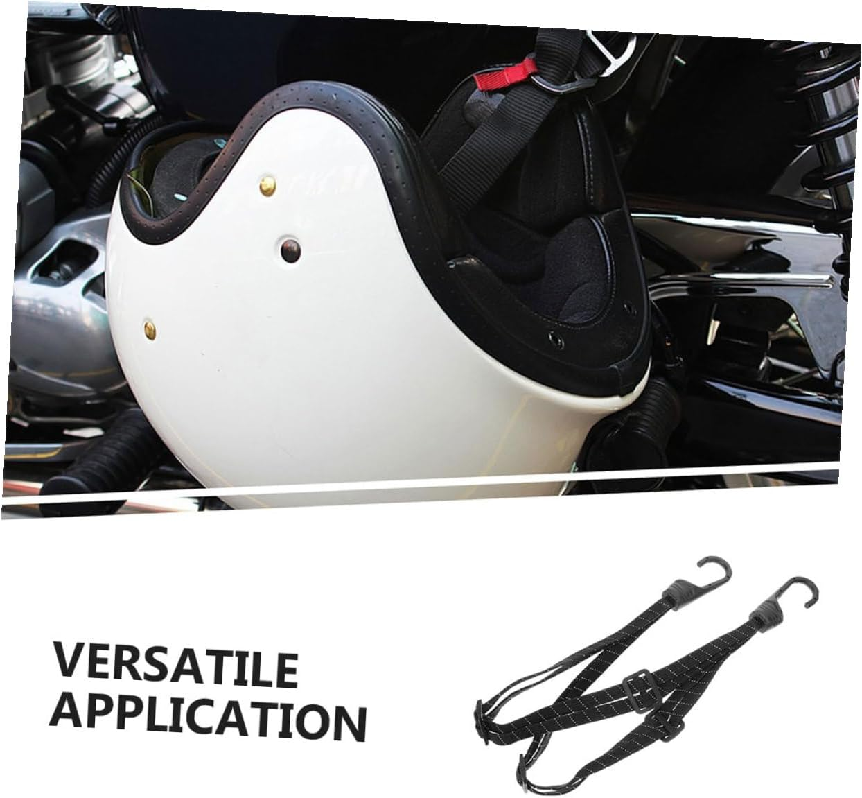 DONFAMDS 2Pcs Adjustable Motorcycle Helmet Straps with Elastic Bungee Cord and Reflective Hooks, Universal Tie-Down for Bike Luggage, Suitable for Outdoor Motorcycle and Bicycle Use