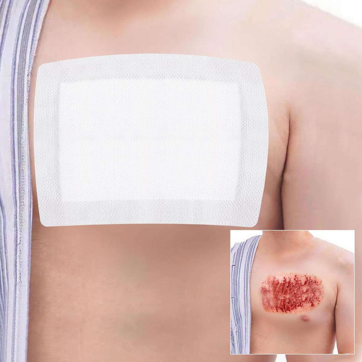 Wound Dressings Pads with Absorbent Center Pad, Soft Breathable Individually Wrapped Dressing Patches, Non-Stick Wound Care, 15 X 20CM, 6Pack image number 2