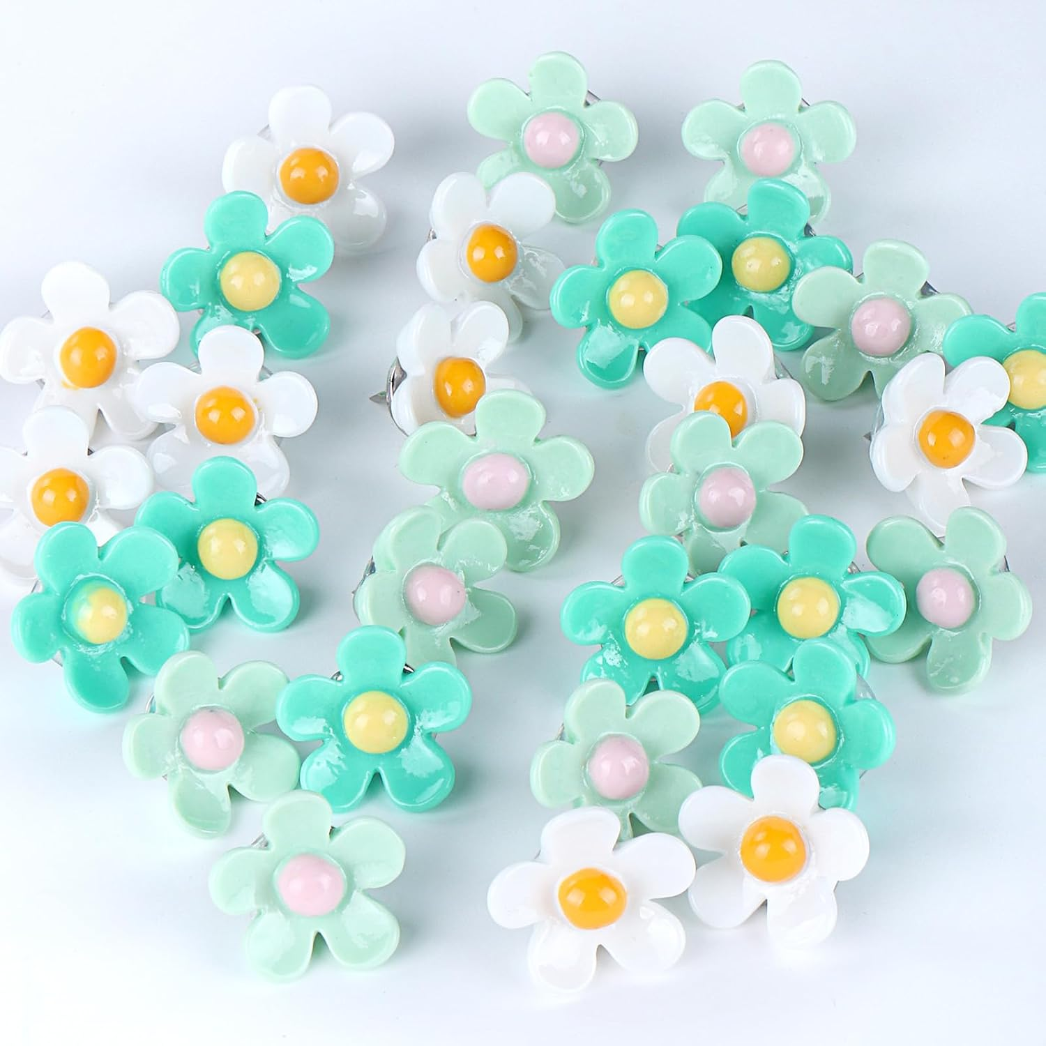 Flower Push Pins, 30Pcs Green Decorative Thumb Tacks for Cork Board, Photo Wall, Feature Wall, Map, Bulletin Board, Office or Home image number 5