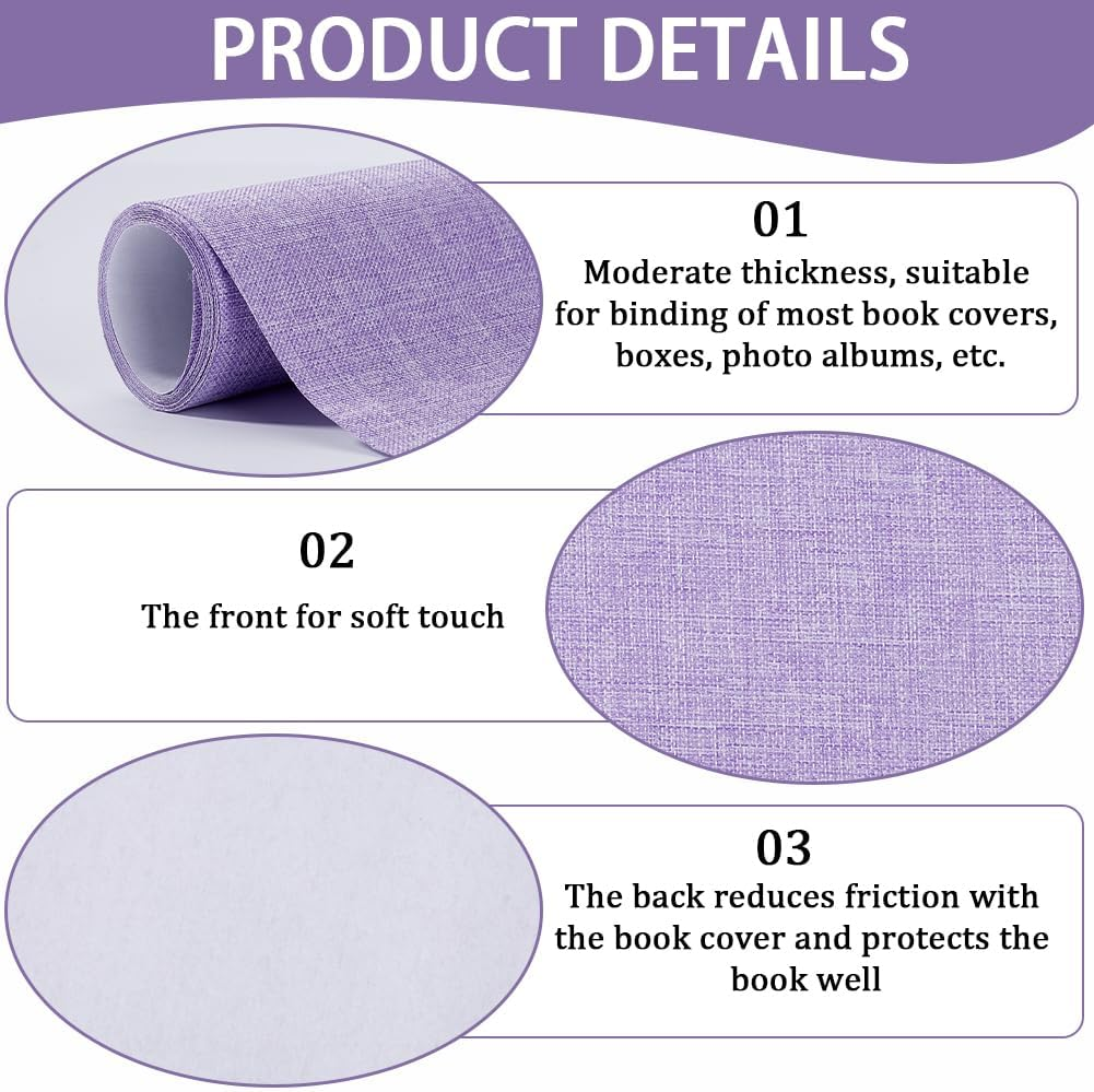 CRASPIRE 51 X 11.8" Linen Book Cloth Lilac for Books Binding Fabric Surface Paper Backed Bookcover Densely Woven Cloth Books Album Scrapbooking Archival Covering Protector Bookbinding Supplies image number 1