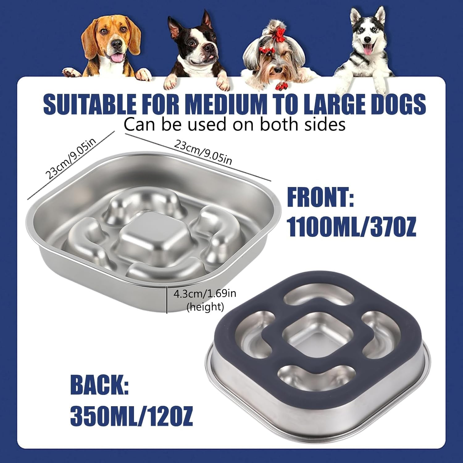 Slow Feeder Dog Bowl anti Sling Bowl anti Choke Large Dog Bowls Silica Gel Slow Feeder Bowl for Dogs Feeding Bowls for Dogs Accessories Relieves Digestion (Feeding Bowl) - Feeding Bowl image number 5