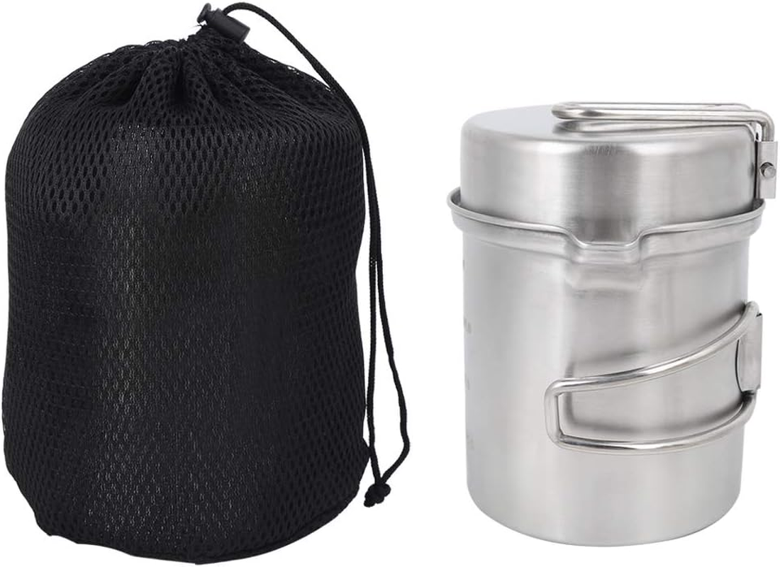Hiking Pot, Outdoor Cookware Set, Portable & Compact Camping Cooker for Camping, Hiking, and Picnicking, Stainless Steel Cookware Set with Foldable Camping Cups and Mugs Pot image number 5