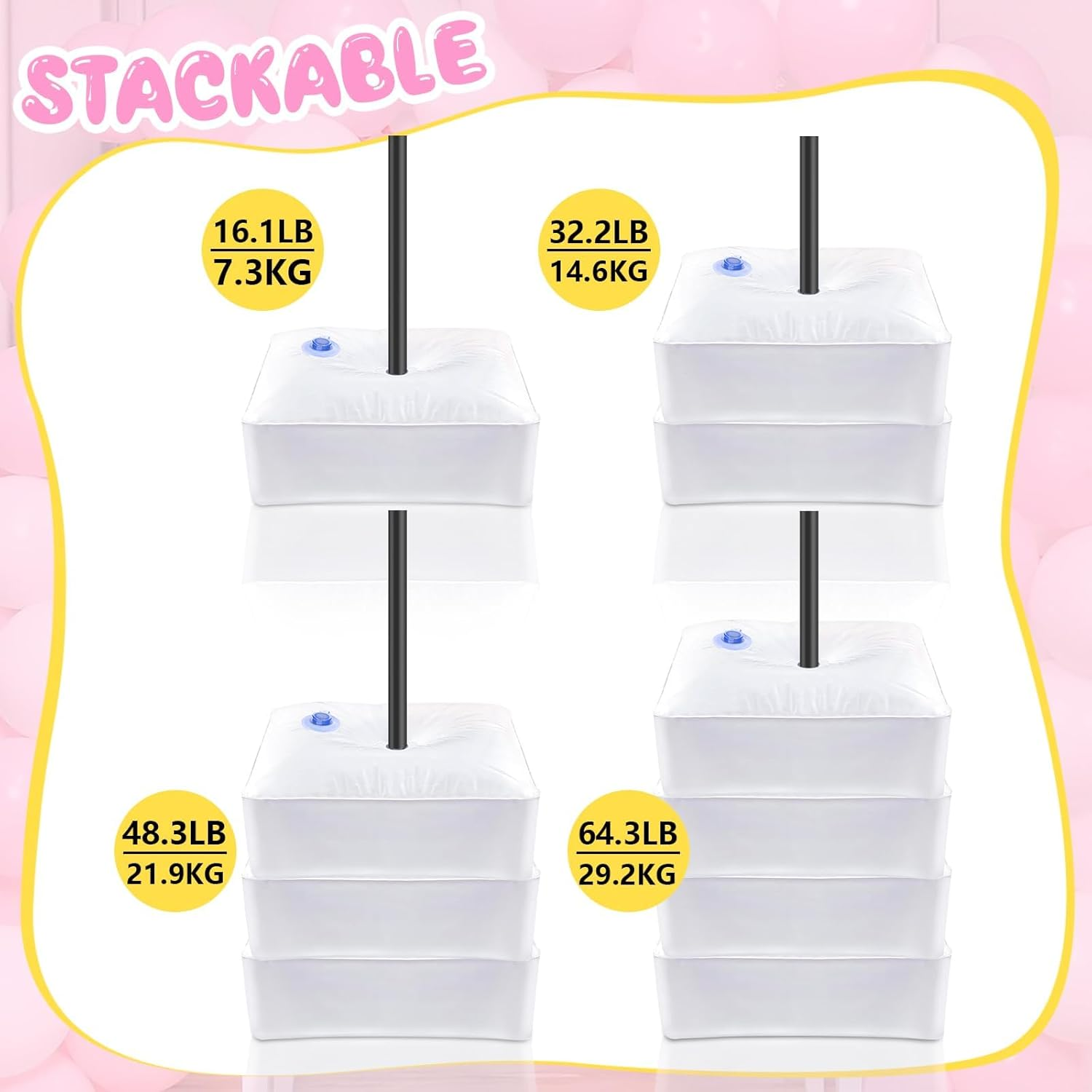 4 Pcs Balloon Arch Stands Base, Heavy Weight Water Bag for Balloon Column Stand & Balloon Arch Set, Water Fillable Base for Party Wedding Graduation Birthday Decor image number 3