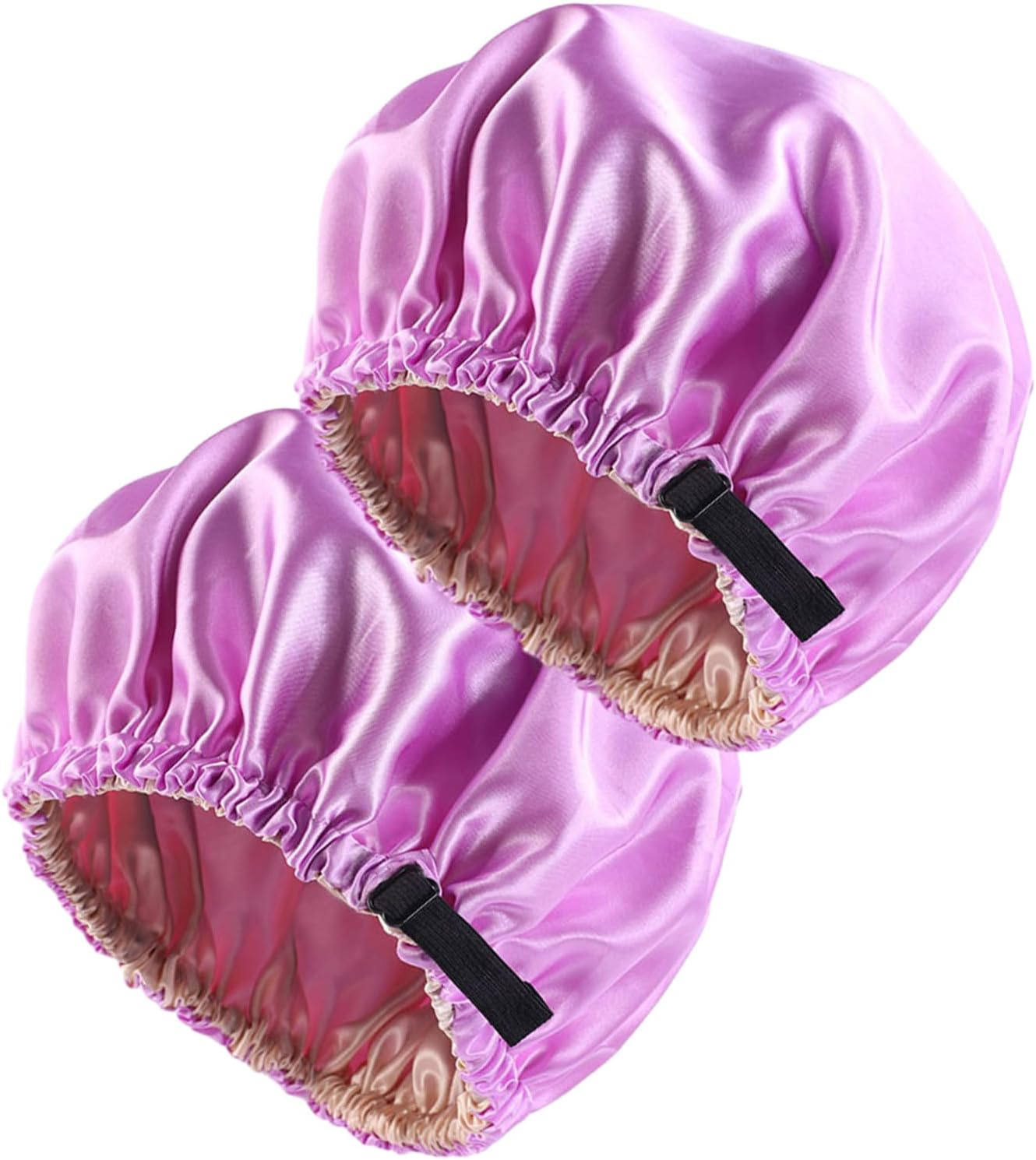 2PCS Silk Bonnet for Sleeping - Double Layer Satin Hair Wrap with Adjustable Elastic Band for Women (Dark Purple, One Size)