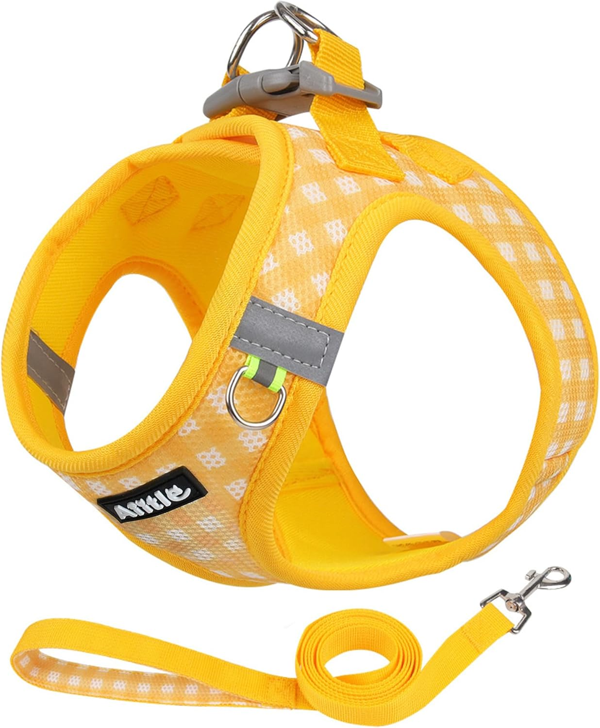 AIITLE No-Pull Pet Harness with a Leash, Plaid Comfort Padded Vest, Step in Dog Harness, Reflective Bands, Soft Breathable Pet Supplies, for Small and Medium Dogs and Cats Yellow S image number 1