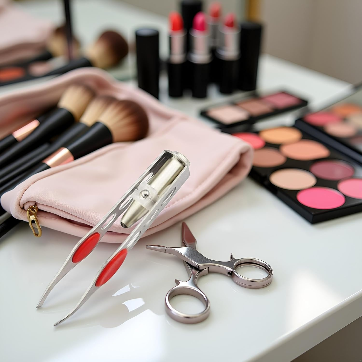 Silver Tweezer with LED Light for Hair Removal Makeup Tool Eyebrow Eyelash for Women Facial Hair, Lash Trimmer,Hair Tweezers,Ingrown for Tweezer,Tweeze,Women'S Hair Removal Tweezers image number 4