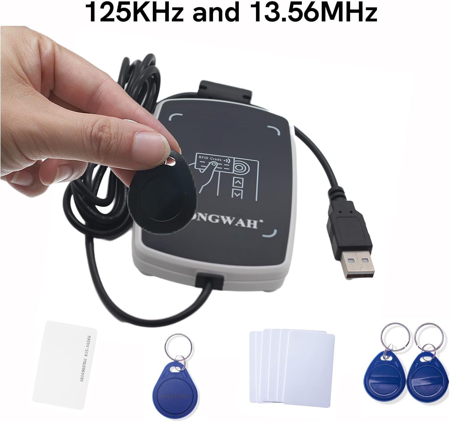 Fongwah Desktop RFID IC and ID Card Reader S7-EU-00-02, Keyboard Emulation Output, Support ISO14443A Cards /S50 Card and 125Khz ID Cards image number 1