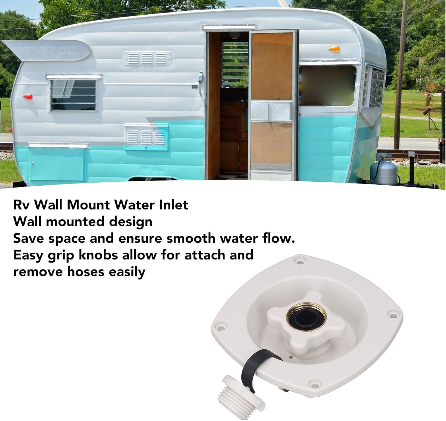Rv City Water Inlet, Rv Water Entry Pressure Regulated Metal City Inlet Wall Mount Inlet Pressure Regulated for Trailer Boat Entry Quick Connector with Camping (White) - Black image number 5