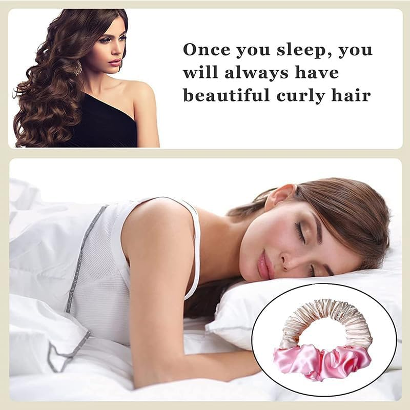 Lazy Scrunchie Hair Curler Hairband, 2Pcs Heatless Curling Silk Curling Scrunchie,Soft Sleep Tie Scrunchie Silk Lazy Rollers,Heatless Hair Curler to Sleep in Scrunchie,Soft Heatless Curling Scrunchie image number 4