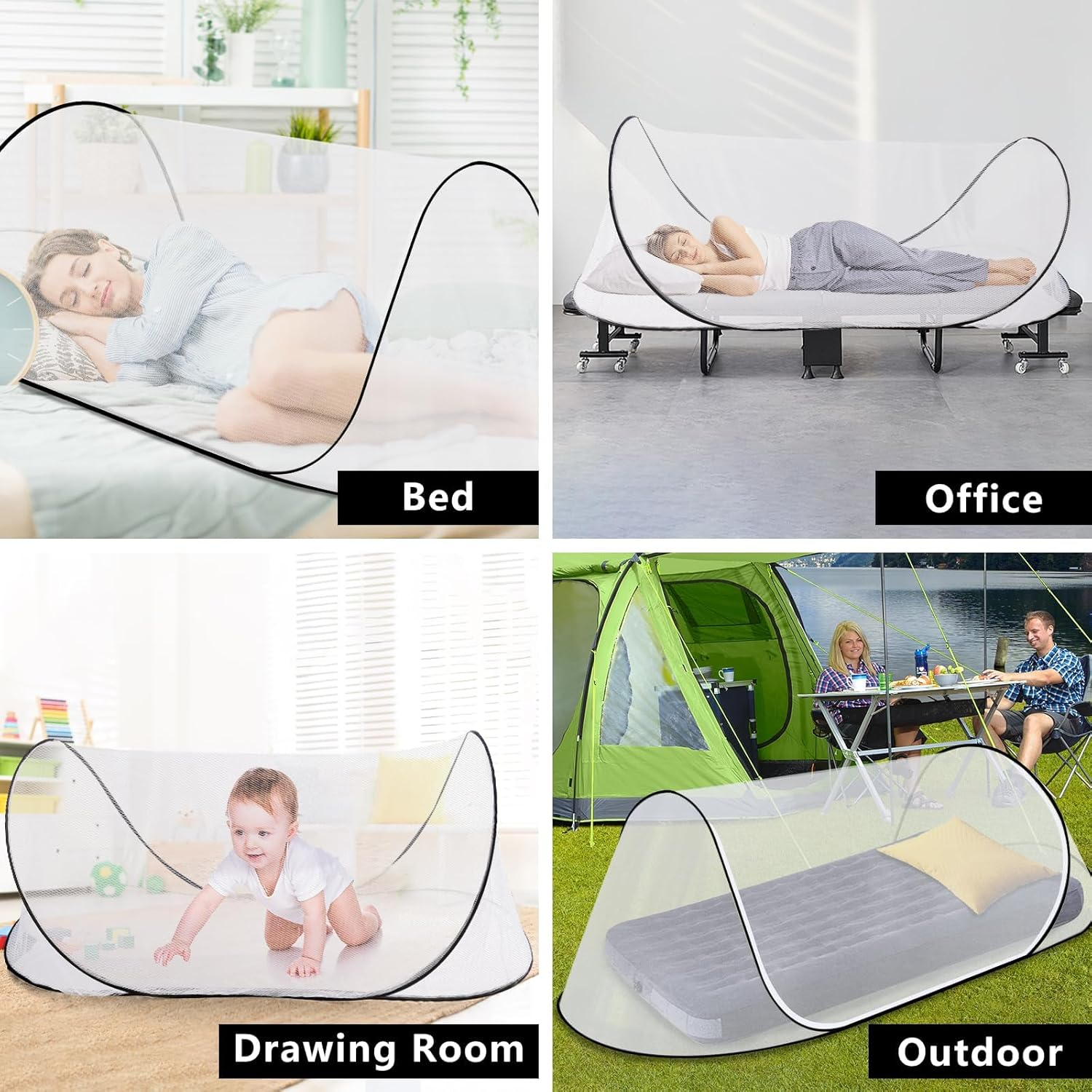 77 * 30 * 23 Inch Large Pop up Mosquito Tent, Portable Foldable Mosquito Net for Bed Camping Travel Patio