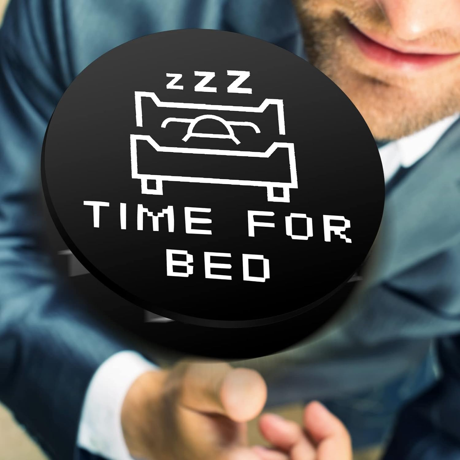 Cobee Funny Destiny Flip Coins, Double Sided Gaming Novelty Coin One More Game/Go to Bed Pocket Hug Token with Leather Keyring Stainless Steel Decision Maker Coin Gifts for Boyfriend Girlfriend, Black image number 1