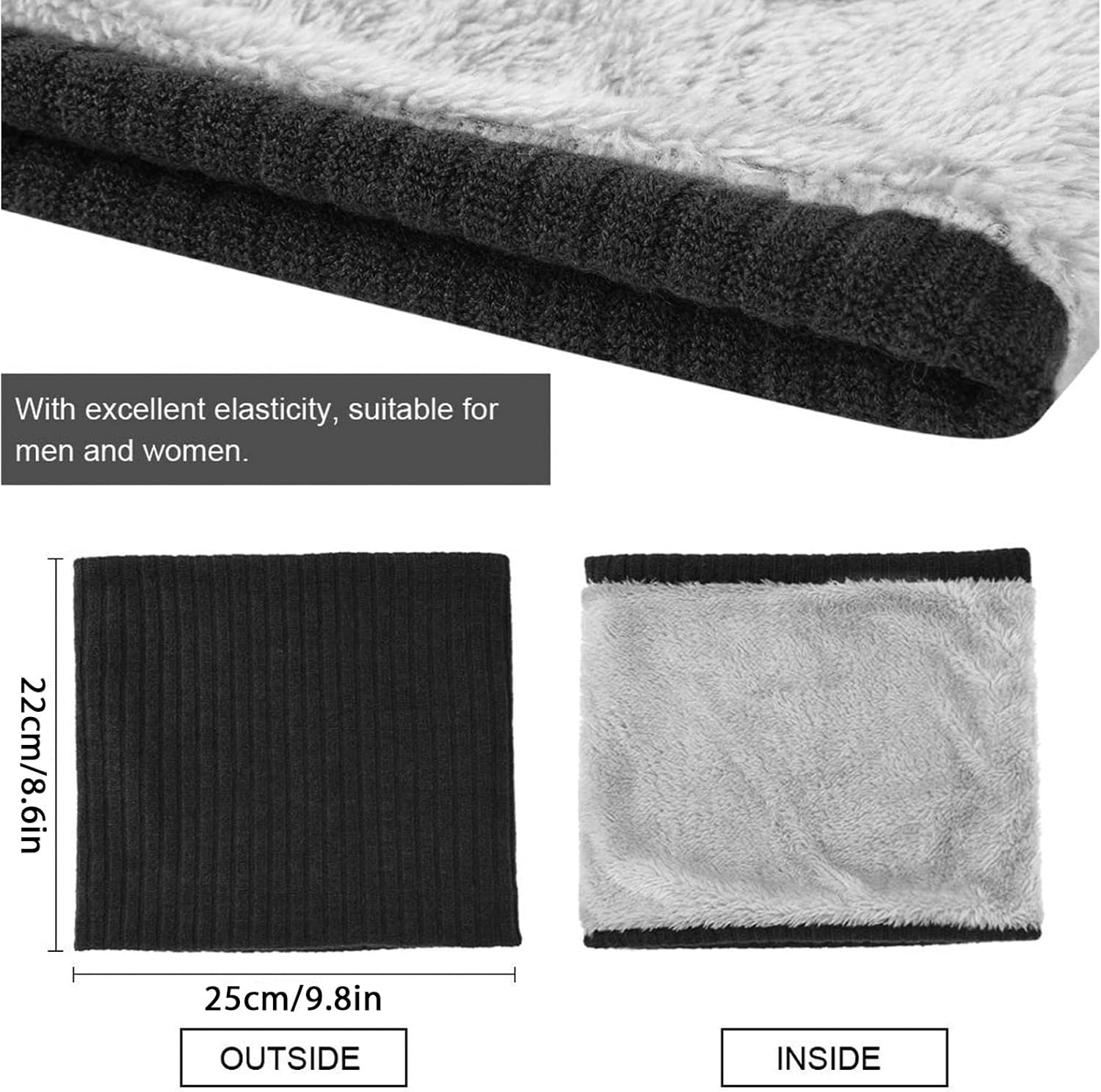 Winter Neck Warmer Gaiter Scarf Winter Outdoor Thermal Snood Fleece Tube Ski Neck Warmer Gaiter Beanie Hat for Mens Womens Cycling Outdoor Sports image number 5