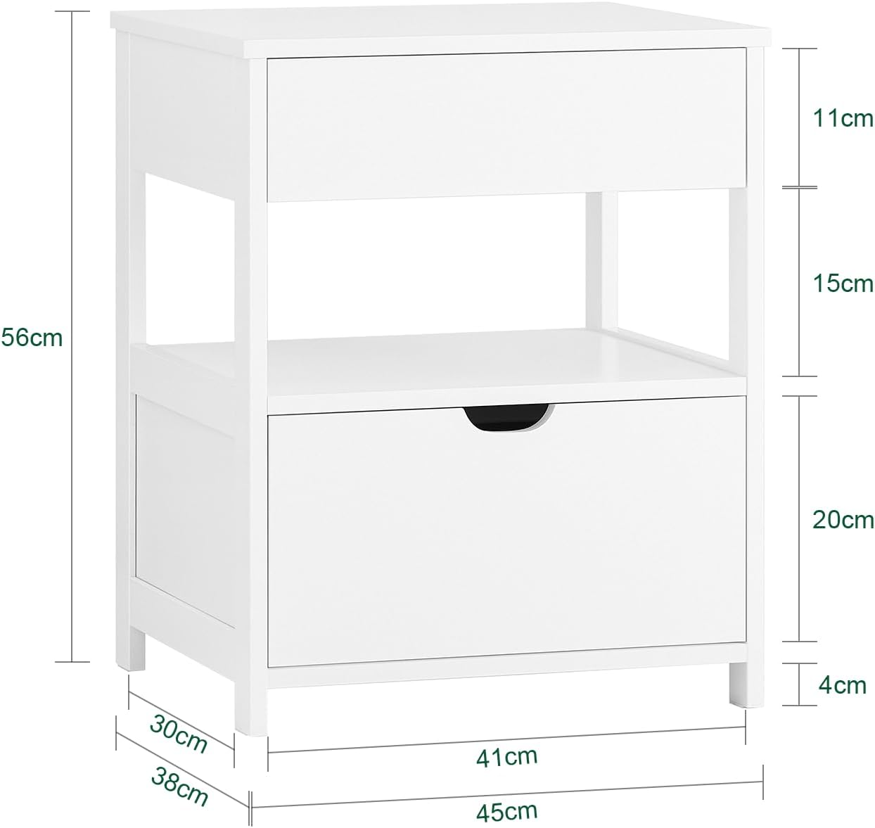 Sobuy Bedside Table Night Stand Table Lamp Table with 2 Storage Drawers Small Side Table Furniture for Bedroom White FRG258-W image number 1
