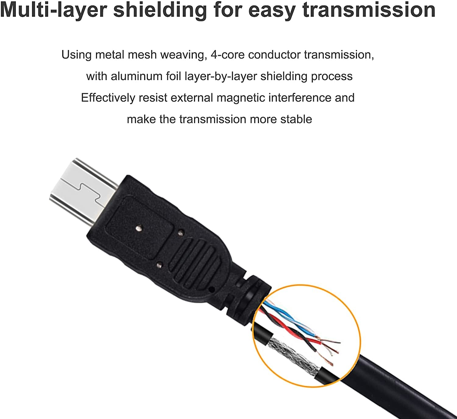 Adhiper USB Cable UC-E4 Data Compatible with Nikon D300 D3100 D3100S D3X D40 D40X D50 D60 D70 D100 D700 D40X D300S SLR Digital Camera USB 2.0 High Speed Cable (1M / Black) image number 4