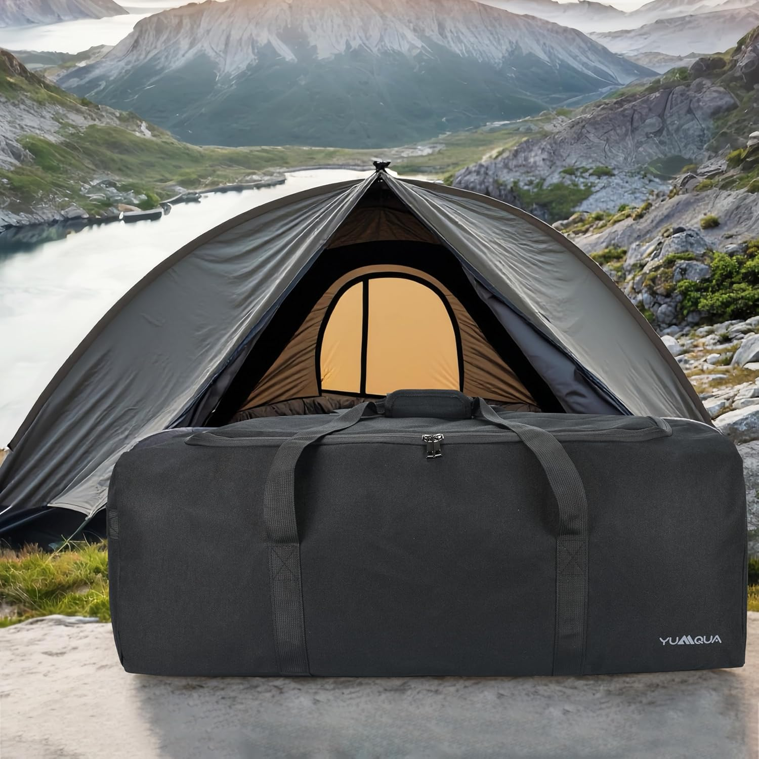 Extra Large Duffle Bag for Travel, 100L Duffle Bag for Men Large Duffel Bag Water & Tear Resistant Women Weekender Bag W/Shoulder Strap for House Moving Travel Essentials Camping Gear Storage, Black, - Gray image number 2