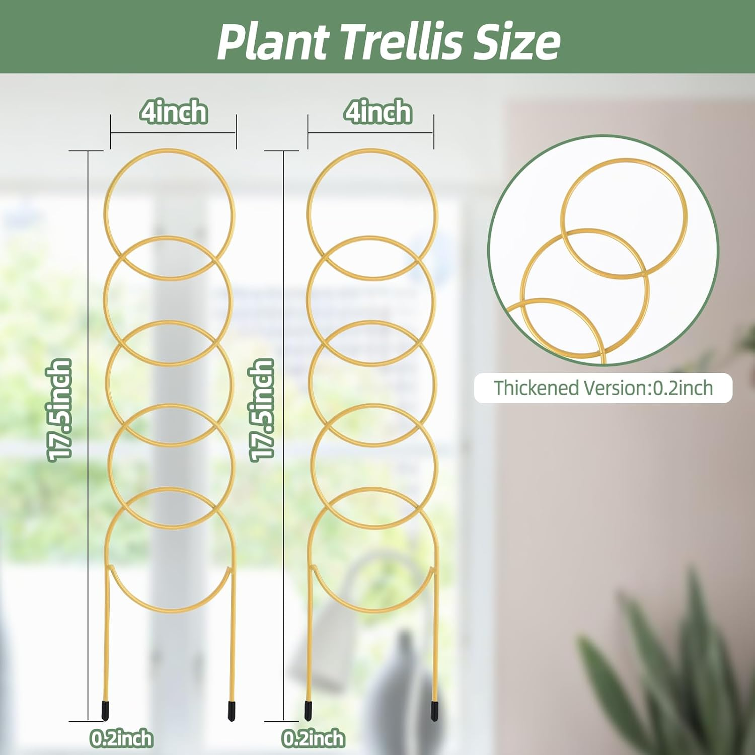 17.5 Inch Indoor Plant Trellis for Climbing Plants,Metal Trellis,Small Garden Trellis for Potted Plants,Plant Stakes for Indoor Plants Accessories Hoya,Flower,Plant Support (Golden-Metal)