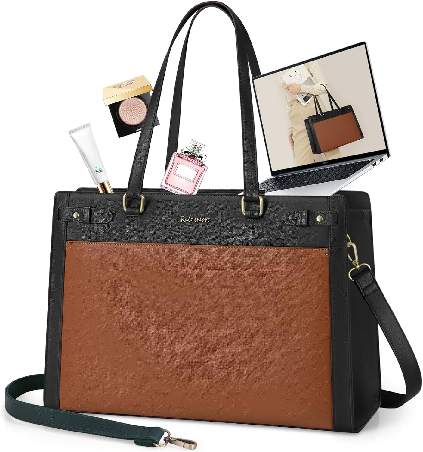 Lubardy Laptop Bag for Women 15.6 Inch Vegan Leather Work Tote Bag Womens Briefcase Waterproof Computer Bags Professional