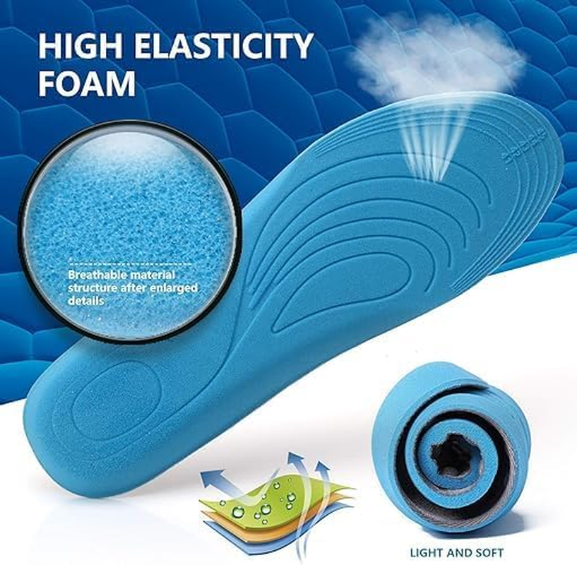 3 Pairs Comfortable Replacement Shoe Insole Inserts, Foot Massage Breathable Shoe Soles Relief Insoles for Working Daily Use (Blue, L) image number 6