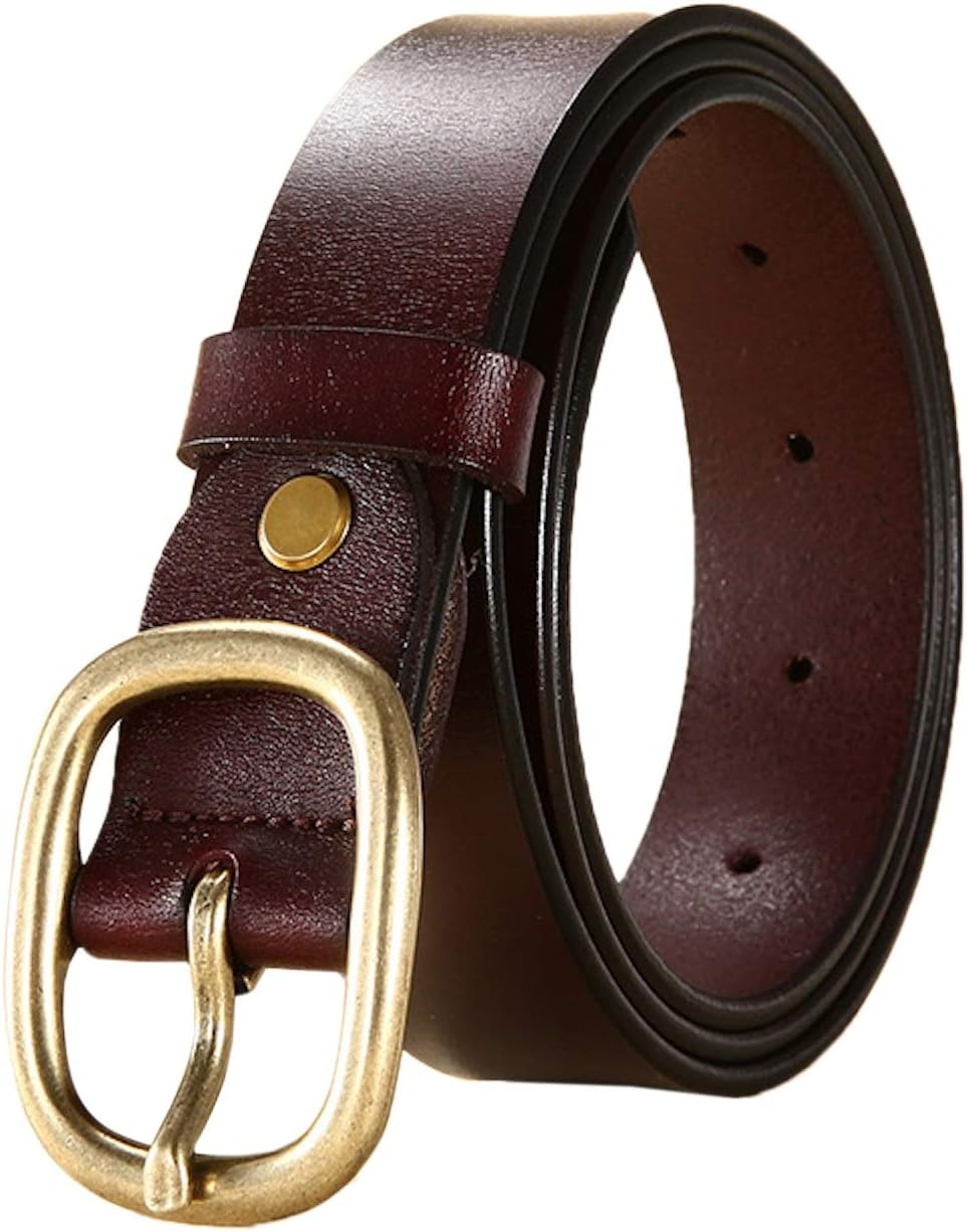 Elonglin Women'S Leather Belt - Genuine Leather Belt Vintage Casual Cowhide Belts for Jeans Shorts Pants