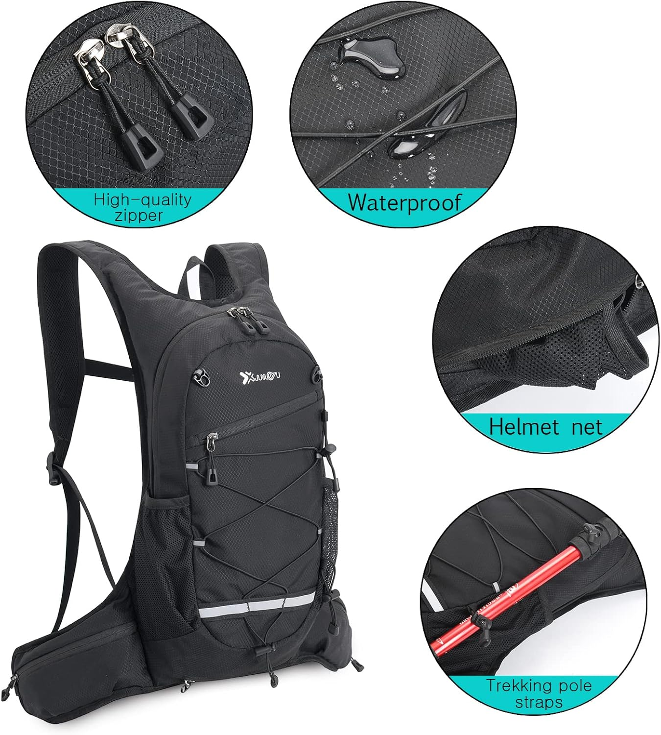 Fistcale Lightweight Breathable Bike Backpack, 8L Foldable Running Daypack, Functional Gift for Men & Women Daily Commutes, Cycling, Jogging, Hiking image number 1