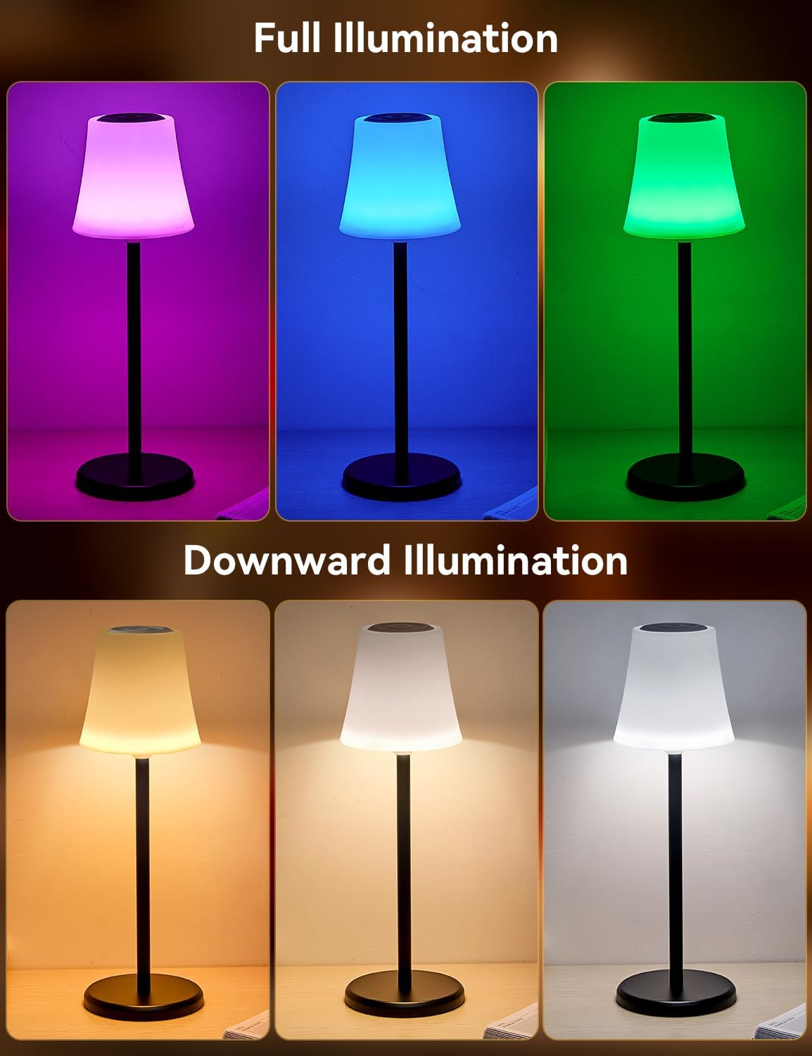 Rechargeable Cordless Table Lamp, Wireless LED Wine Bottle Light, 4000Mah Battery Operated Touch Lamps, IP54 Waterproof Portable Desk Lamps with 3 Color Stepless Dimmable for Indoor/Outdoor/Bars(2Pc) image number 3