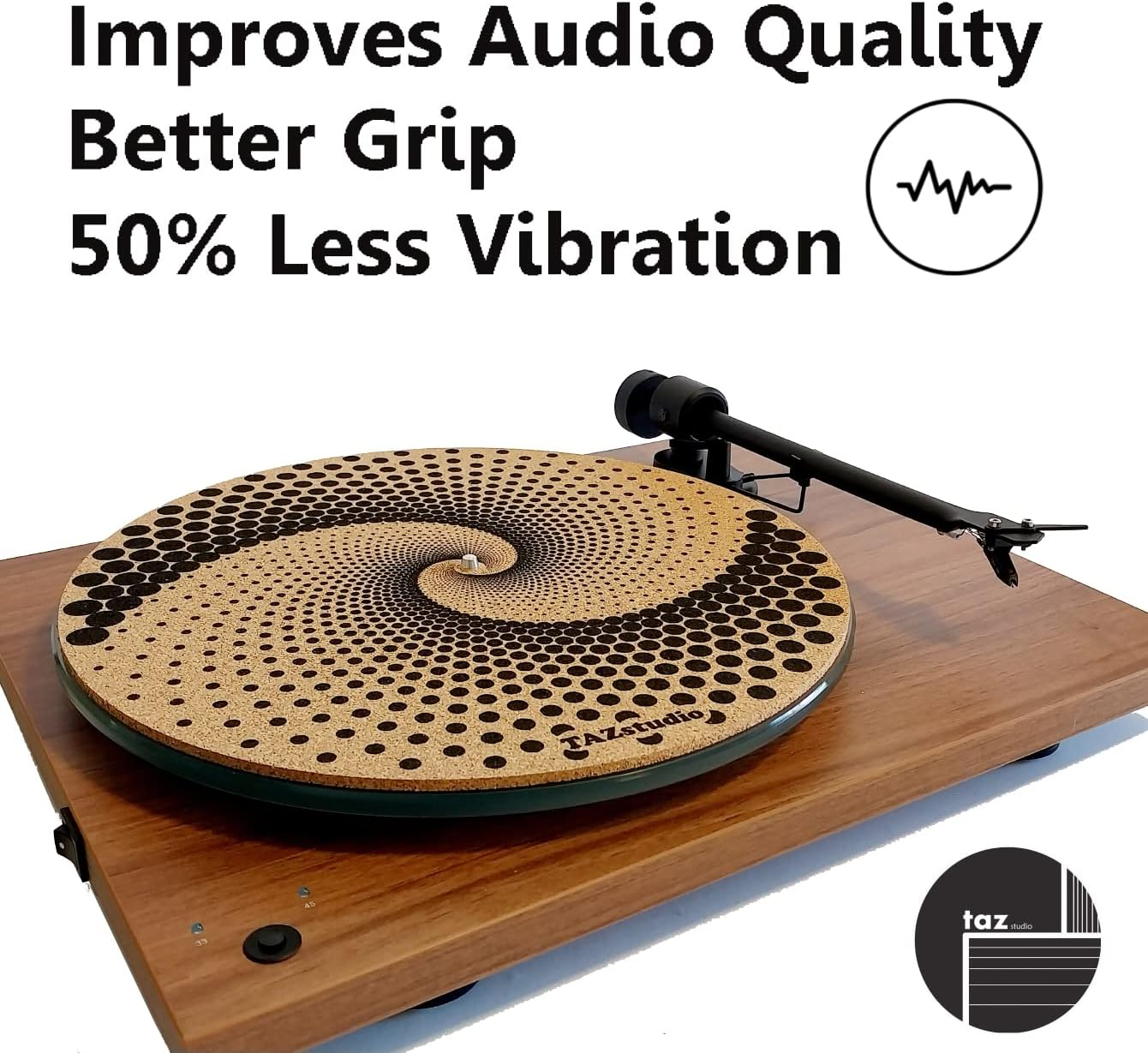 Cork and Rubber Turntable Slipmat - Specially Designed Cork.Burnt Decorative Cork image number 6