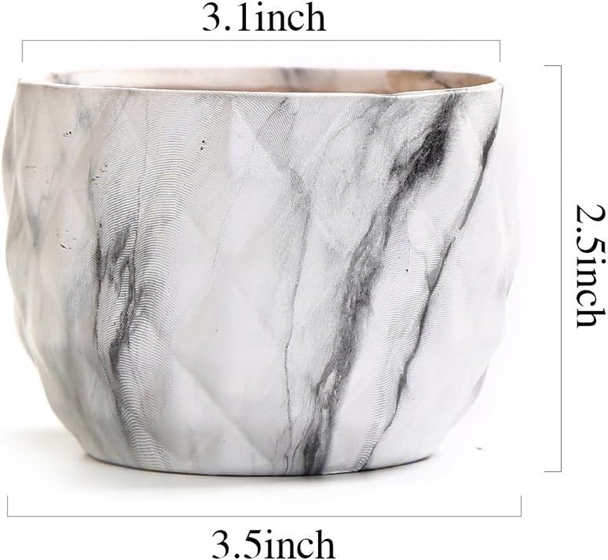 Sun-E SE Modern Style Marbling Ceramic Flower Pot Succulent/Cactus Planter Pots Container Bonsai Planters with Hole 3.35 Inch Gift Idea(4 in Set) Plants Not Included image number 5