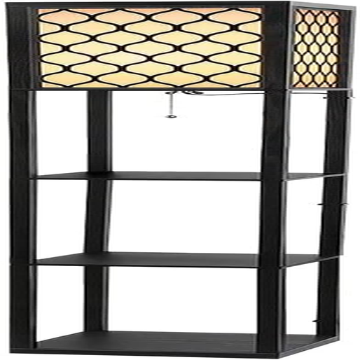 Artiss Floor Lamp, Vintage Wood Led Light Lamps Bookshelf Corner Shelf Standing Lights Display Stand Storage Organiser Home Decor for Living Room Bedroom, 3 Tier Shelves Pull-String Switch Brown