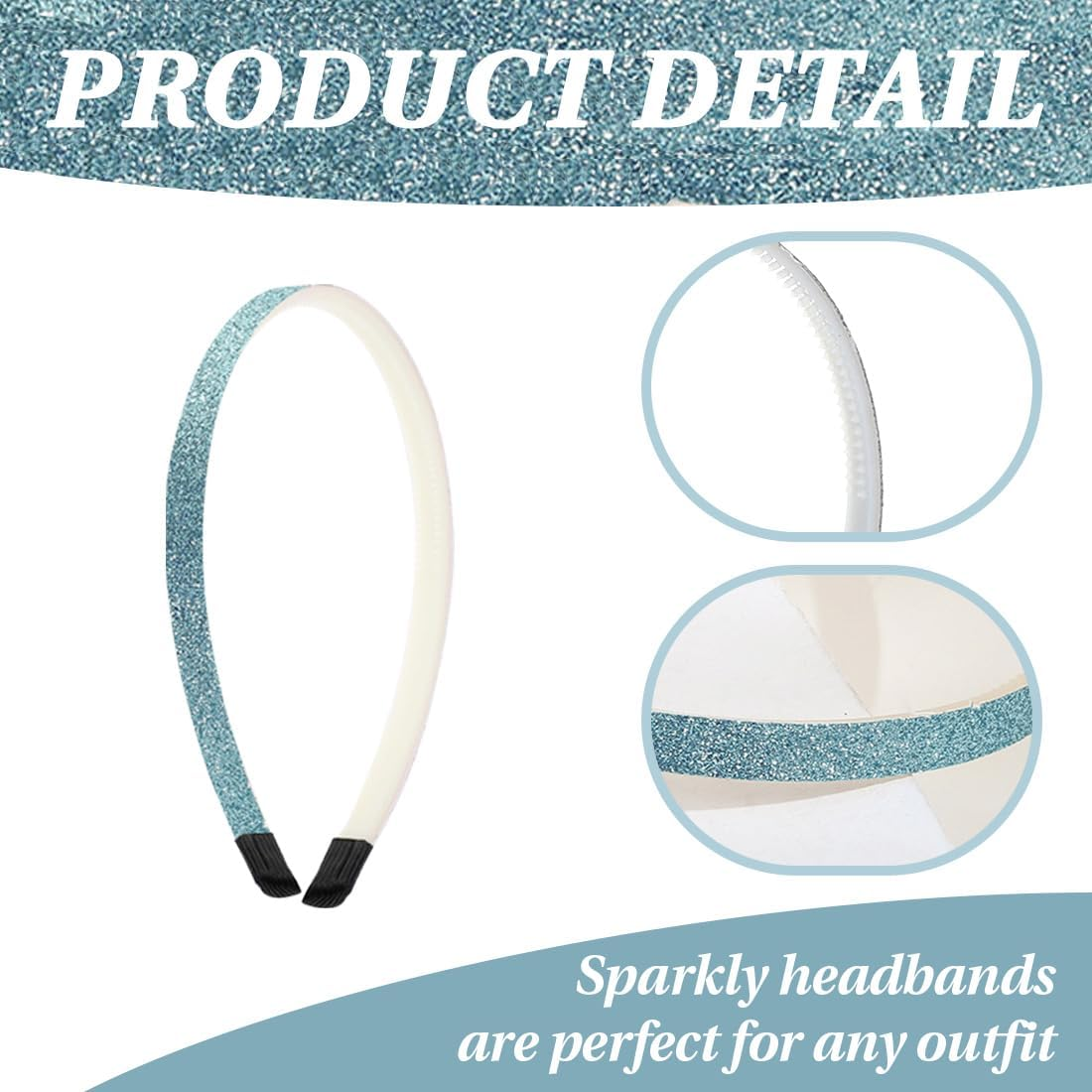 GHPKOTW Pack of 4 Glitter Headbands, Colourful Hair Accessories, Plastic, Glittering, Cute, Non-Slip, Thick, Glittery, Confetti, Rainbow Hair Bands with Teeth for Little Girls (Gold, Silver, Pink, image number 4