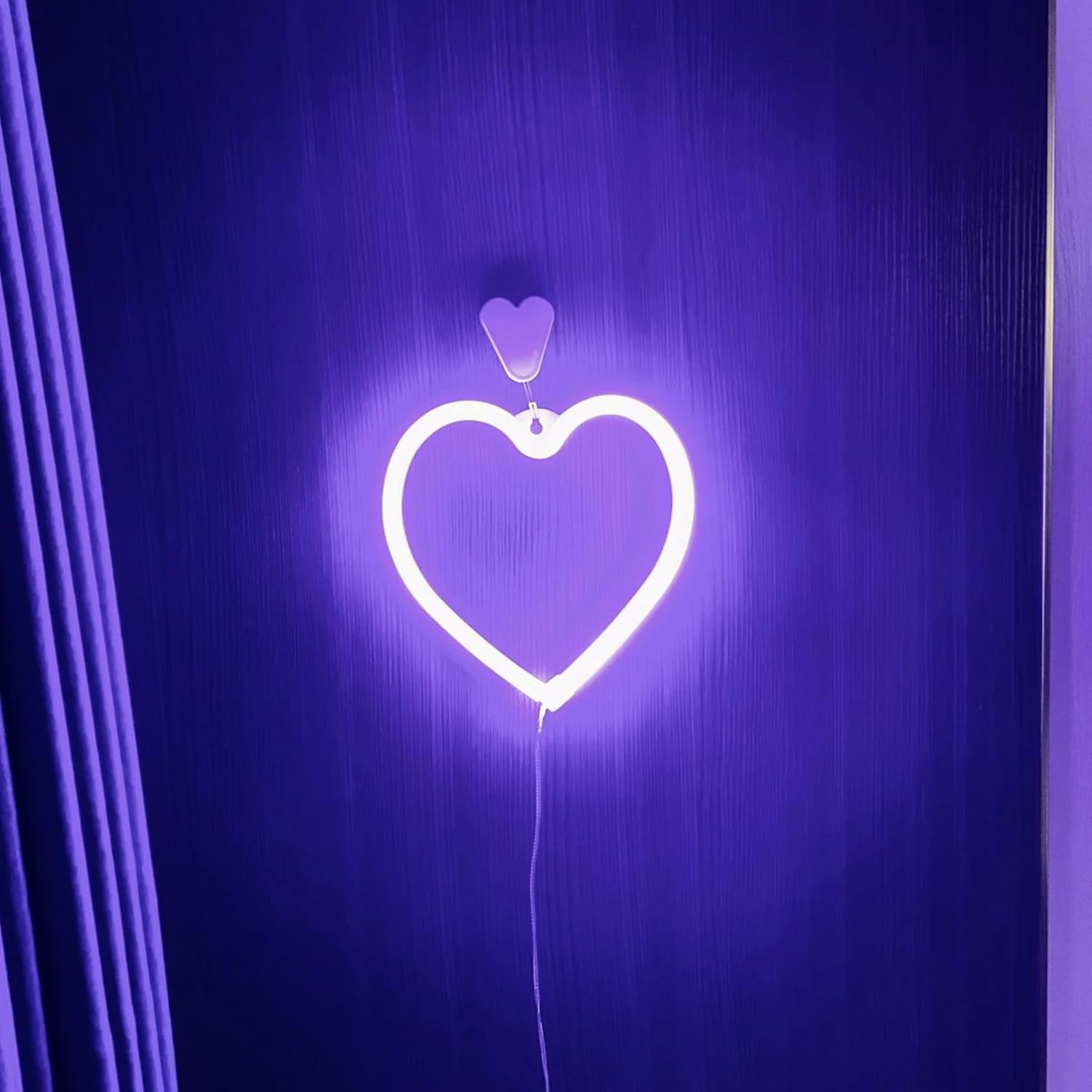 Hfhungkeong LED Neon Heart Sign, Love Heart Neon Light for Girls' Room, Purple Bedroom Dorm Decor, USB or Battery Operated Heart Lamp for Wedding, Valentine'S Day, Mother'S Day (1 Piece, Purple) image number 3